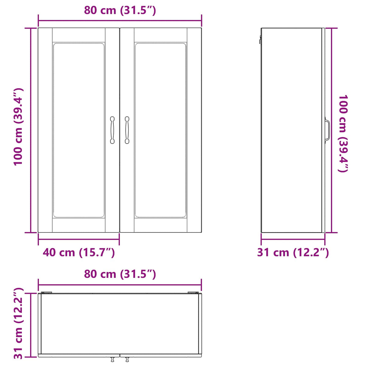 Dishwasher Panel Kalmar High Gloss White 80 x 31 x 100 cm