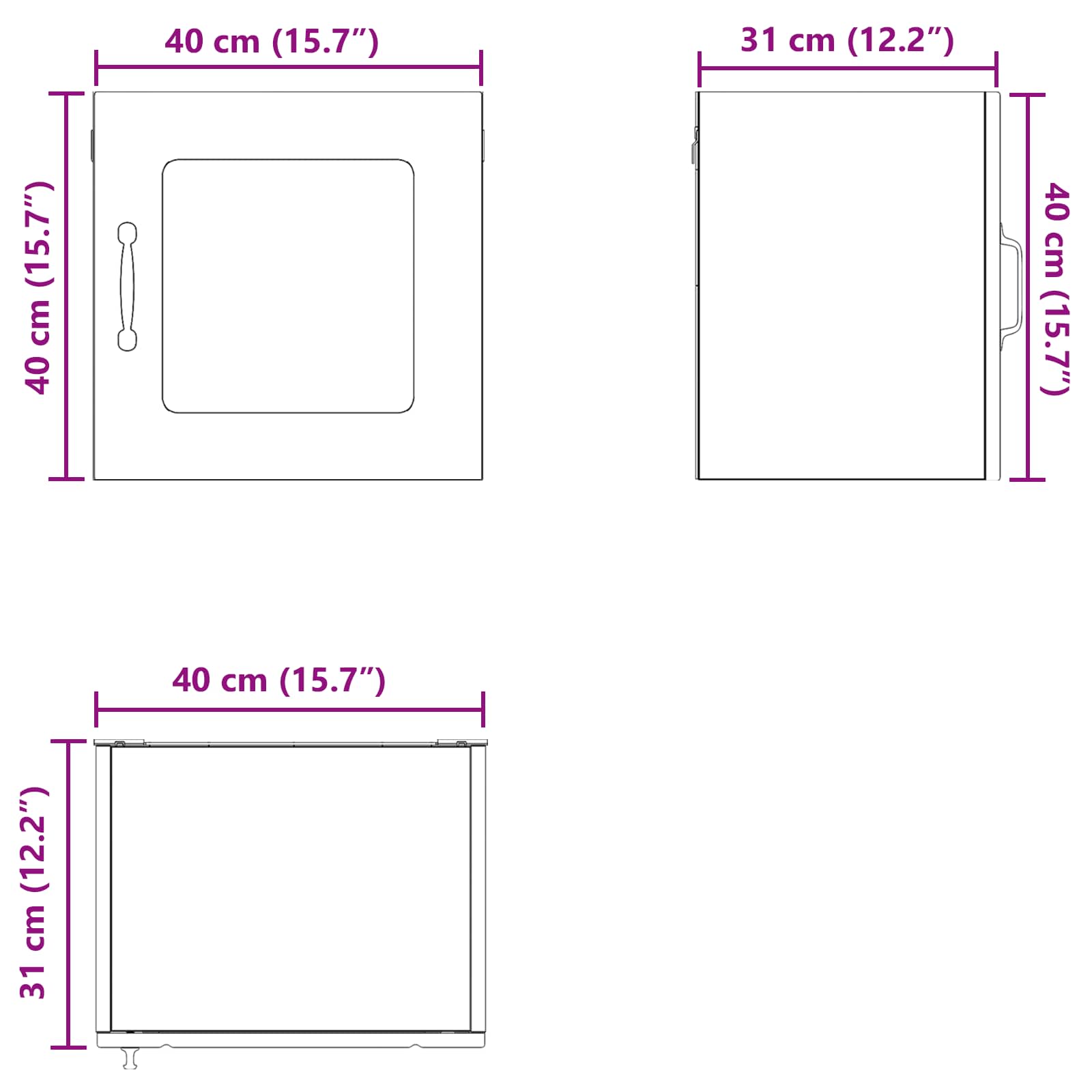 Wall Glass Cabinet LUCCA White 40 x 31 x 40 cm Engineered Wood