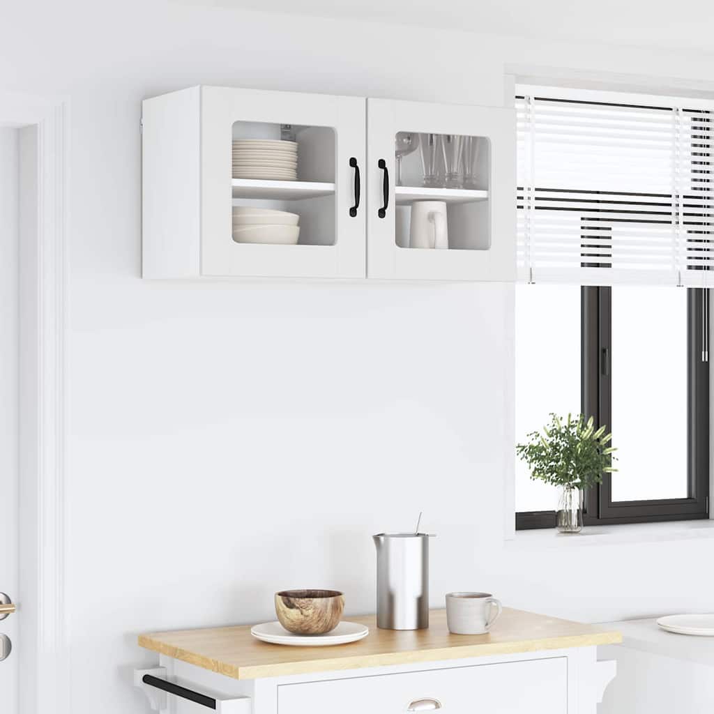 Wall Glass Cabinet LUCCA 2 pcs White 40 x 31 x 40 cm