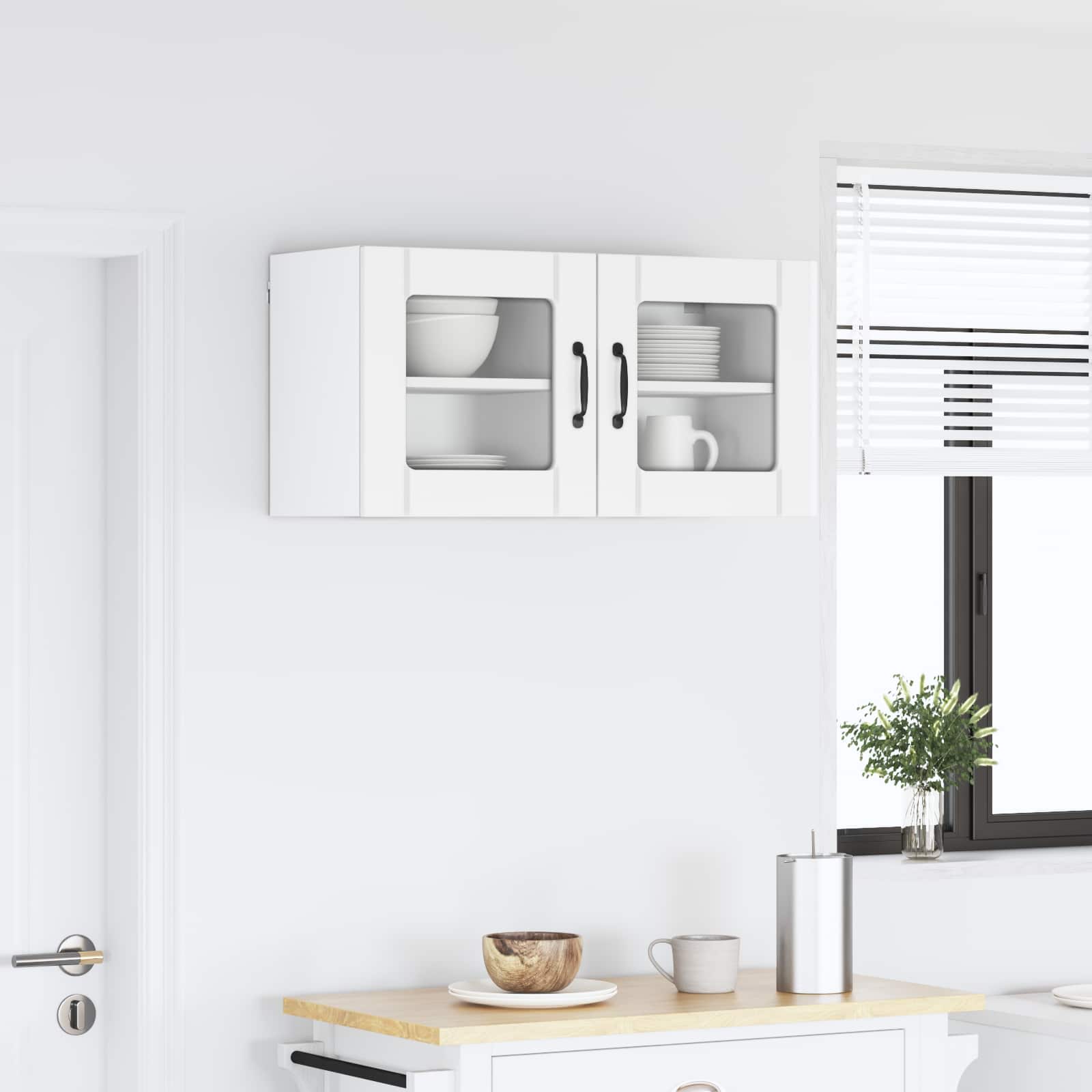 Wall Glass Cabinet LUCCA 2 pcs White 40 x 31 x 40 cm