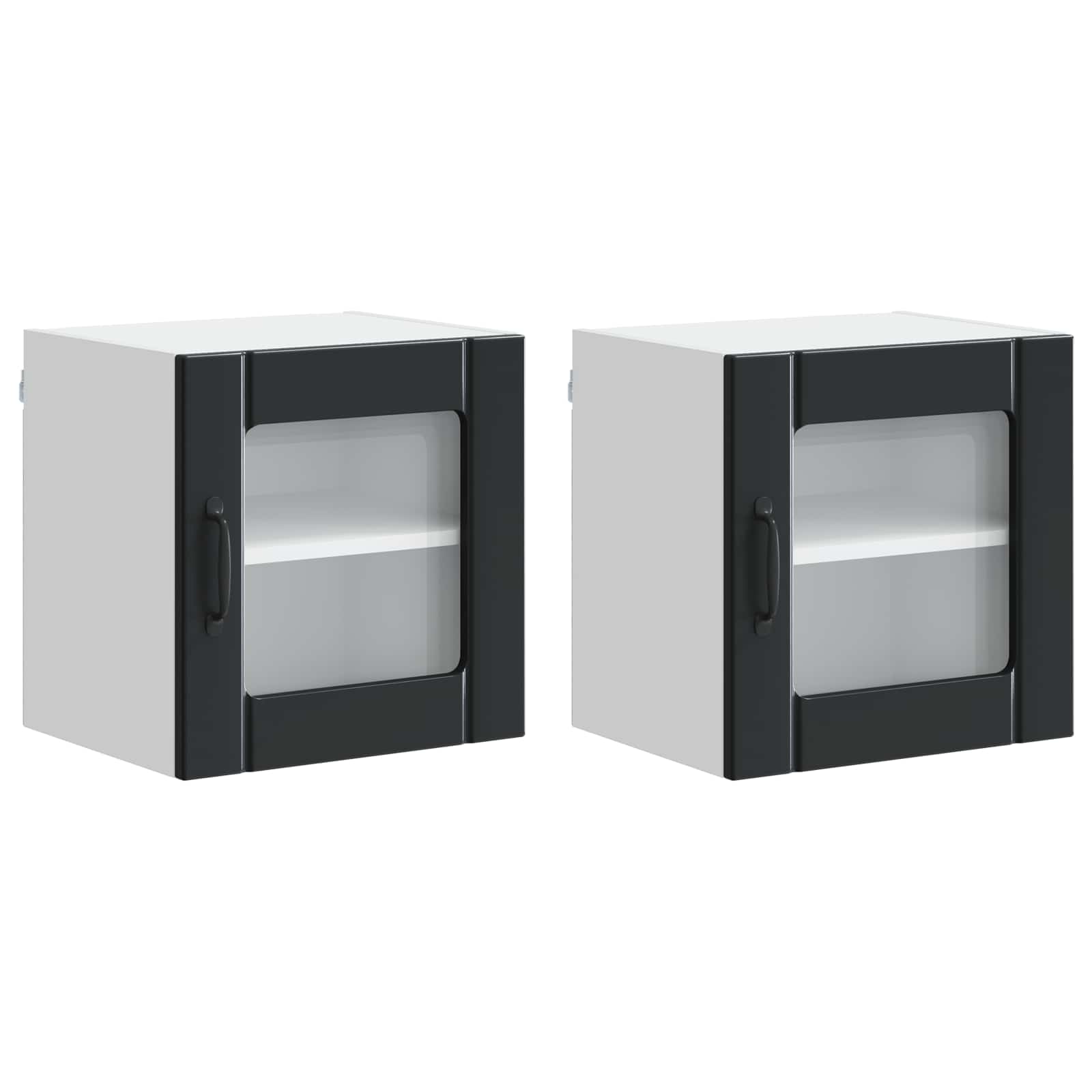 Wall Glass Cabinet LUCCA 2 pcs Black 40 x 31 x 40 cm