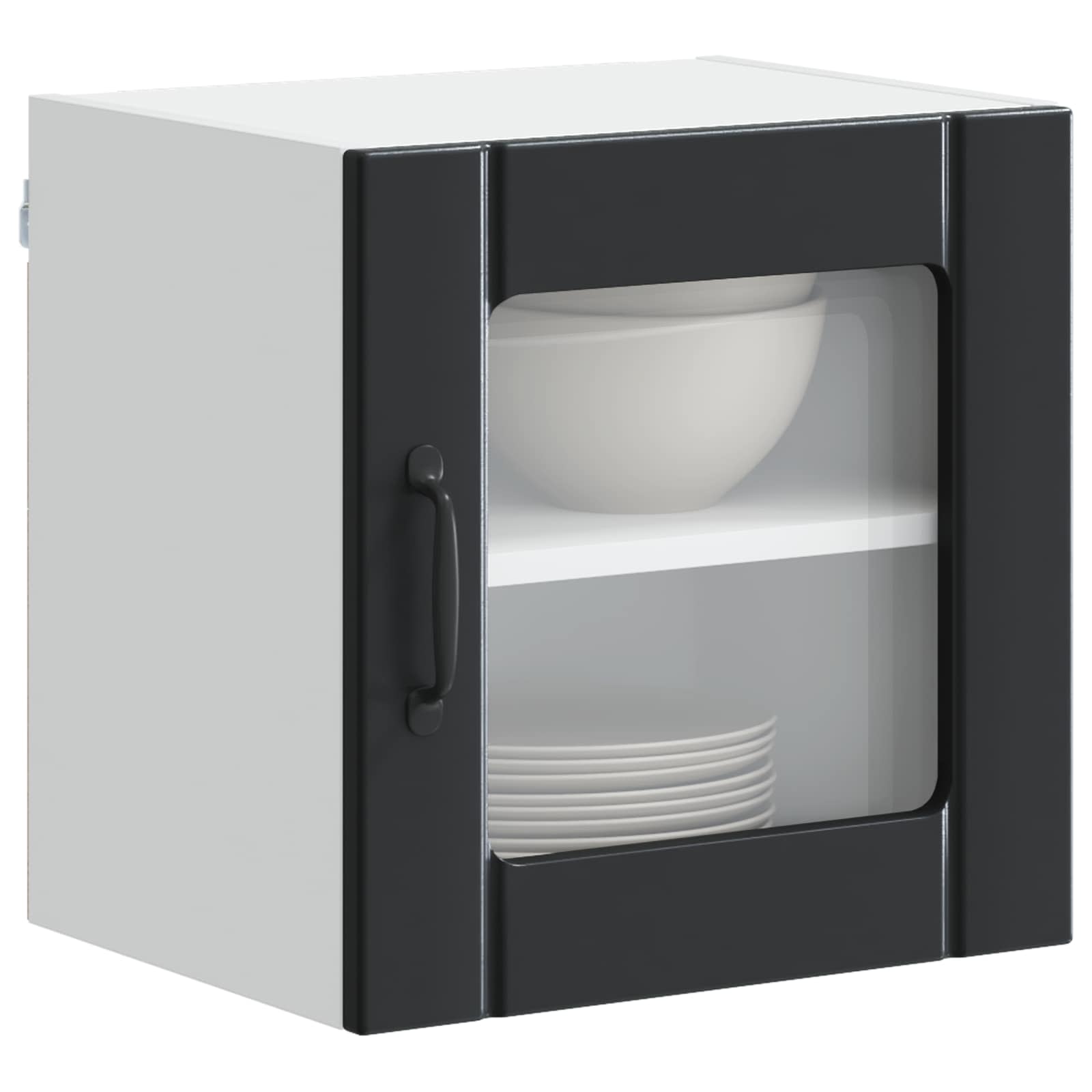 Wall Glass Cabinet LUCCA 2 pcs Black 40 x 31 x 40 cm