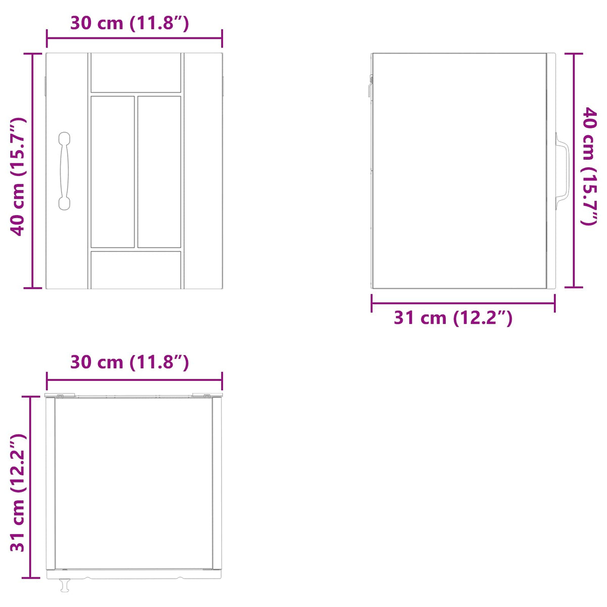 Wall Cabinet LUCCA White 30 x 31 x 40 cm Engineered Wood
