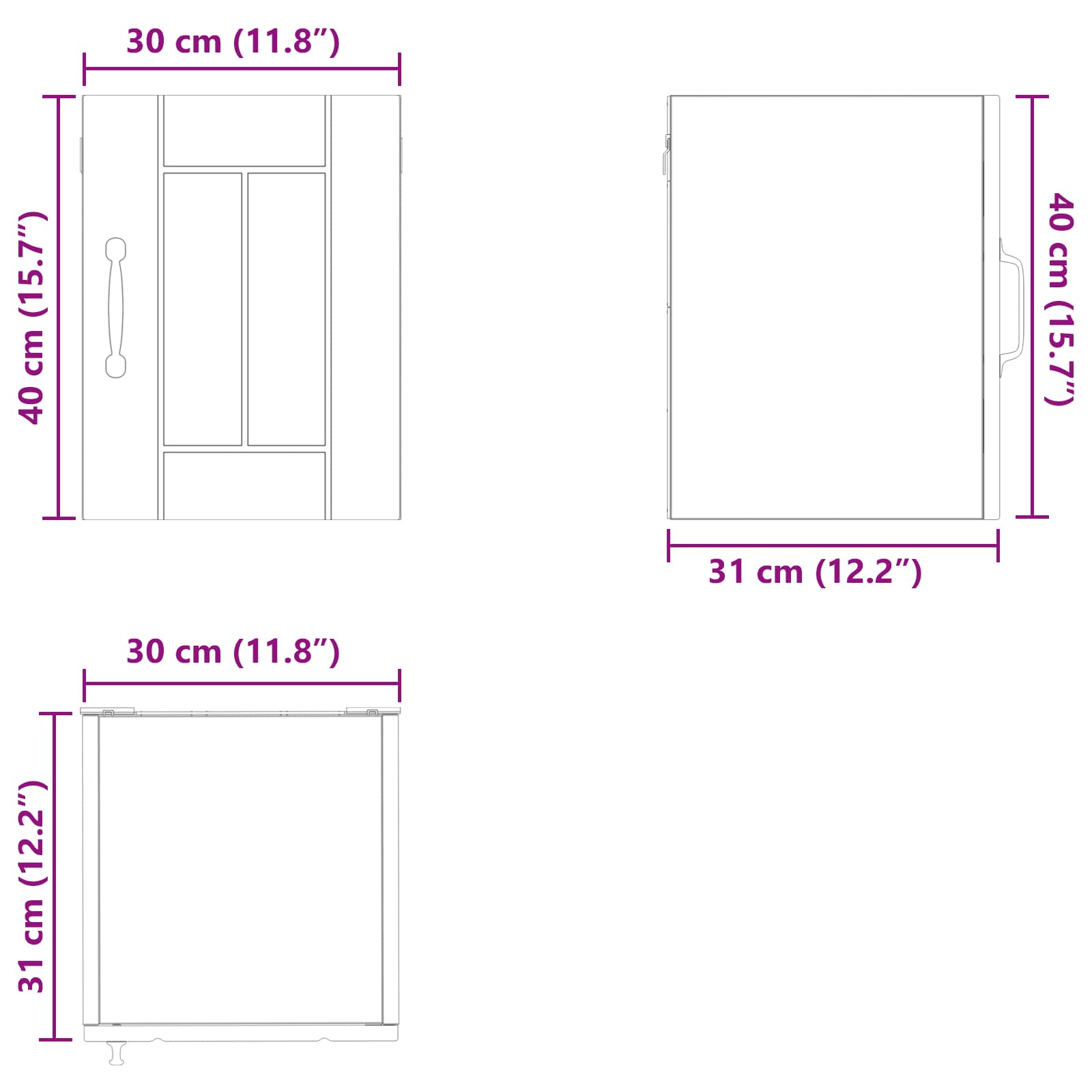 Wall Cabinet LUCCA White 30 x 31 x 40 cm Engineered Wood