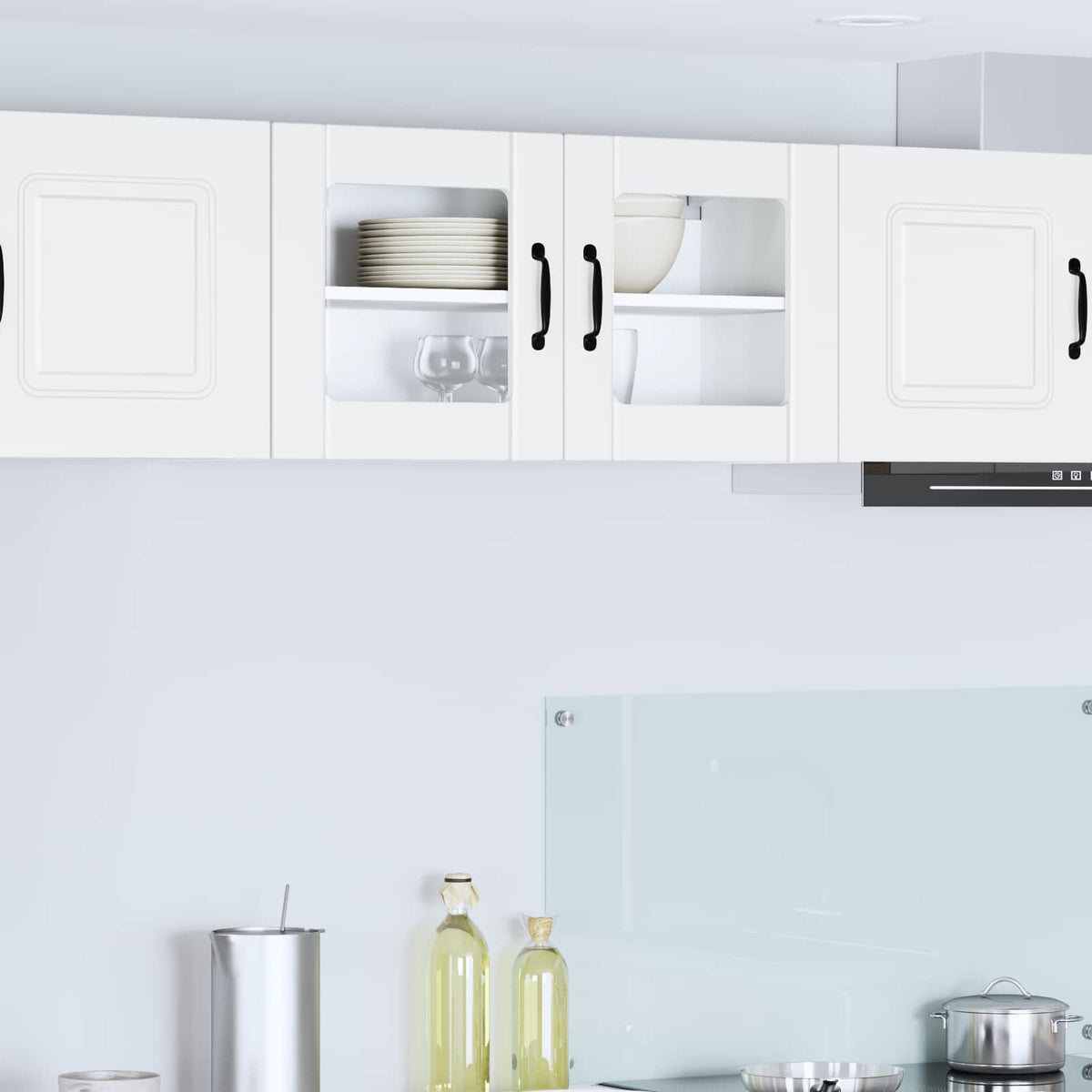 Wall Glass Cabinet LUCCA White 80 x 31 x 40 cm Engineered Wood