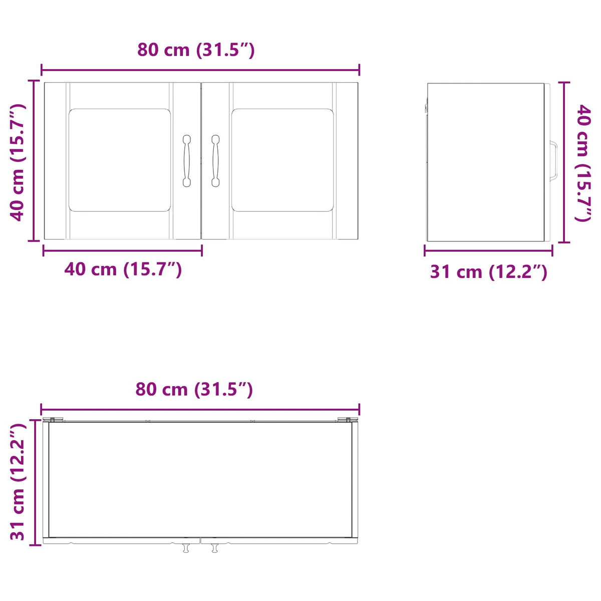 Wall Glass Cabinet LUCCA White 80 x 31 x 40 cm Engineered Wood