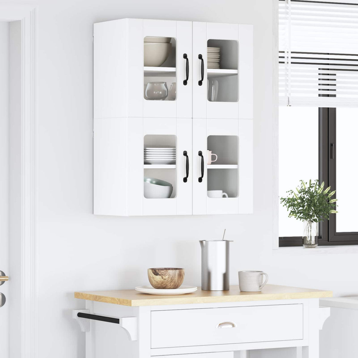 Wall Glass Cabinet LUCCA White 60 x 31 x 40 cm Engineered Wood