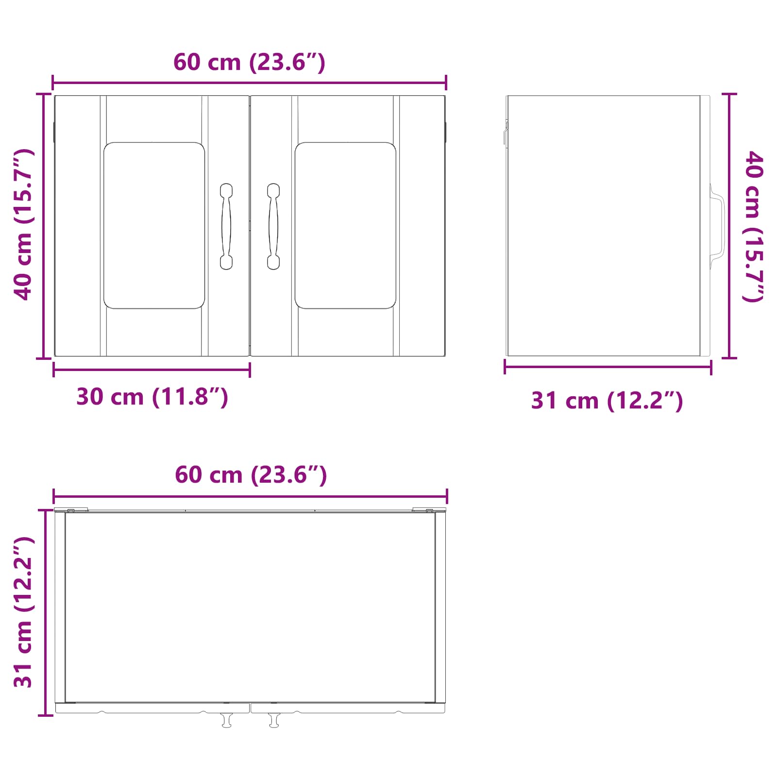 Wall Glass Cabinet LUCCA White 60 x 31 x 40 cm Engineered Wood