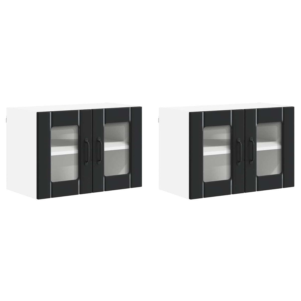 Wall Glass Cabinet LUCCA 2 pcs Black 60 x 31 x 40 cm