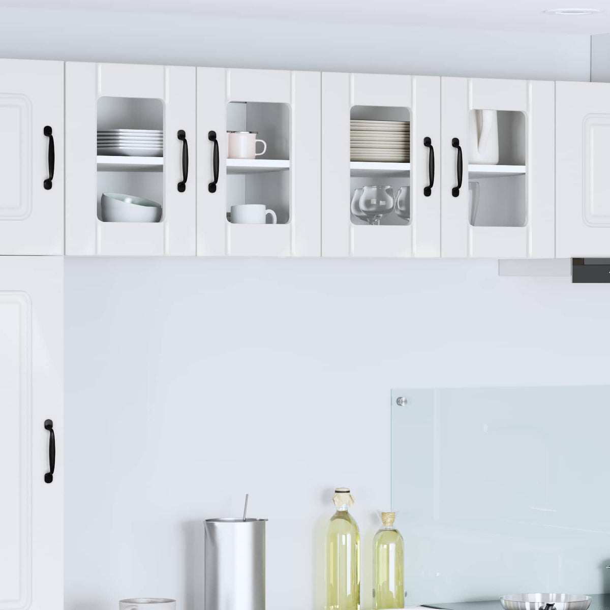 Wall Glass Cabinet LUCCA 2 pcs High Gloss White 60 x 31 x 40 cm
