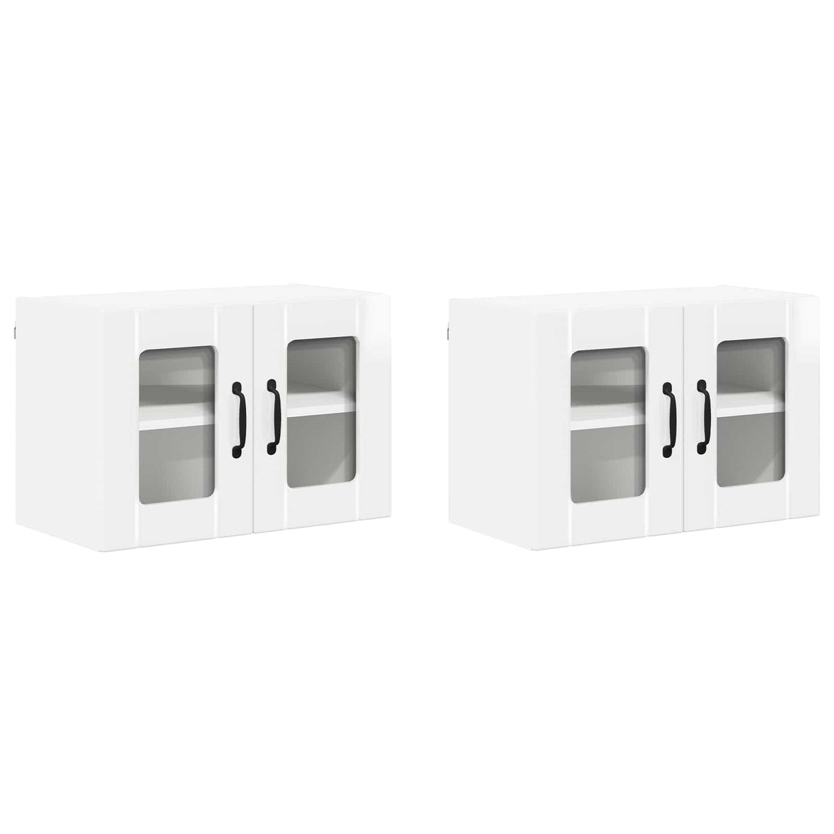 Wall Glass Cabinet LUCCA 2 pcs High Gloss White 60 x 31 x 40 cm