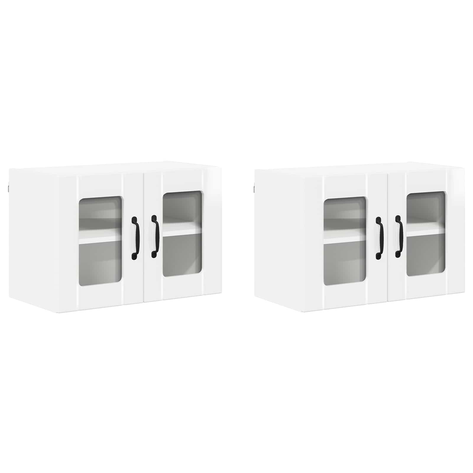 Wall Glass Cabinet LUCCA 2 pcs High Gloss White 60 x 31 x 40 cm
