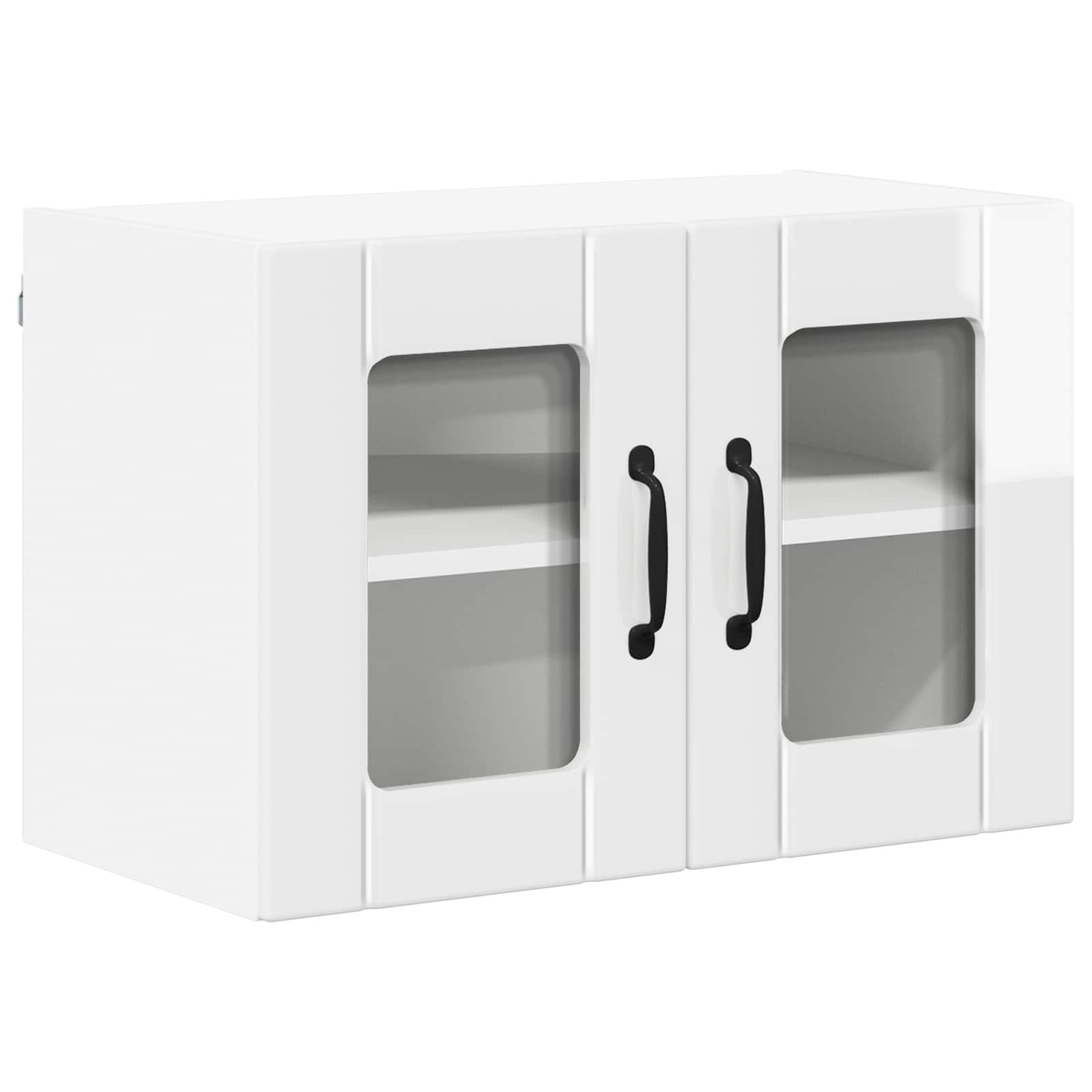 Wall Glass Cabinet LUCCA 2 pcs High Gloss White 60 x 31 x 40 cm