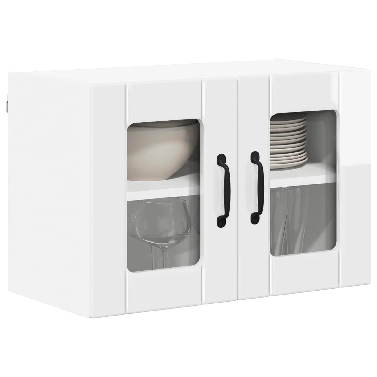 Wall Glass Cabinet LUCCA 2 pcs High Gloss White 60 x 31 x 40 cm