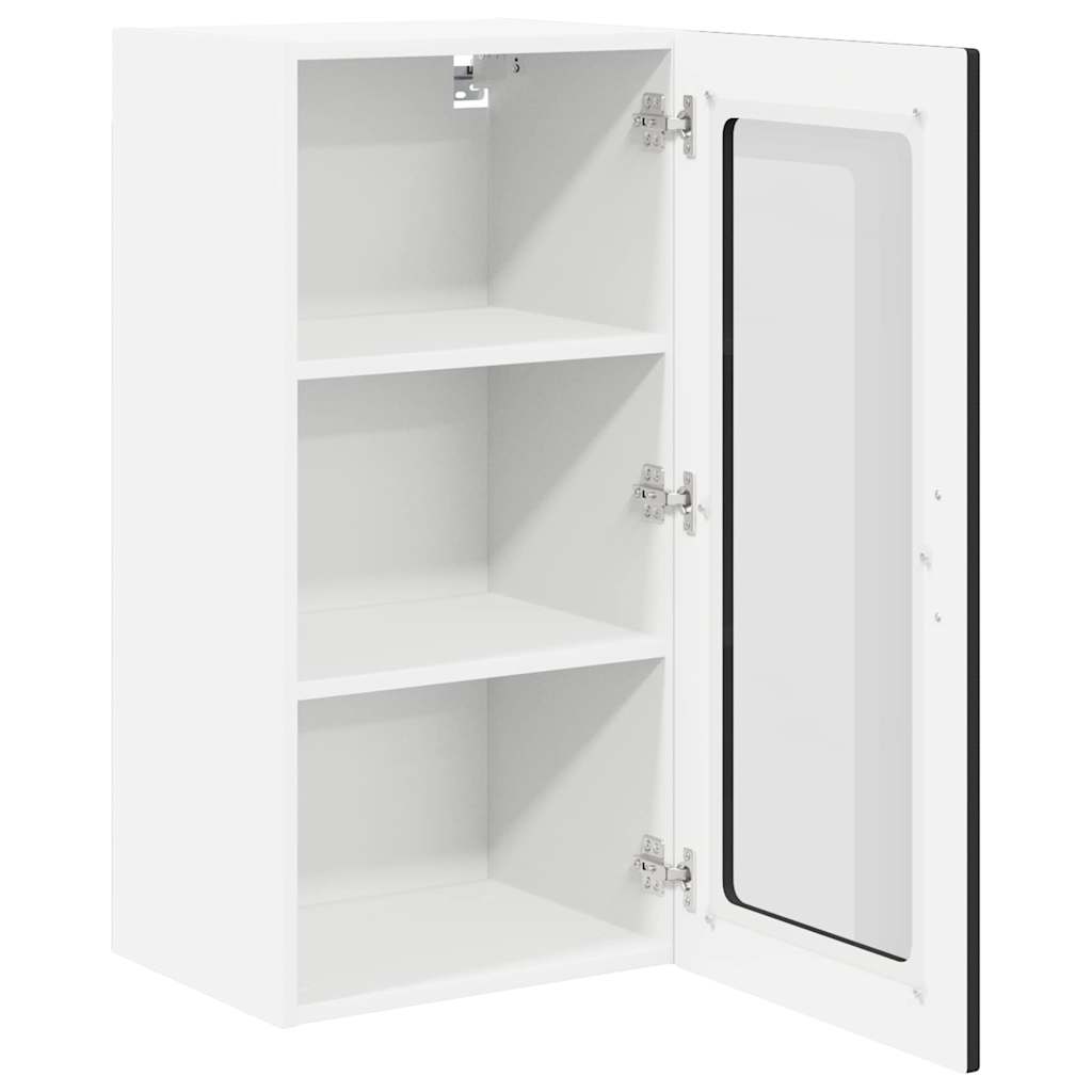 Wall Glass Cabinet LUCCA Black 40 x 31 x 80 cm Engineered Wood