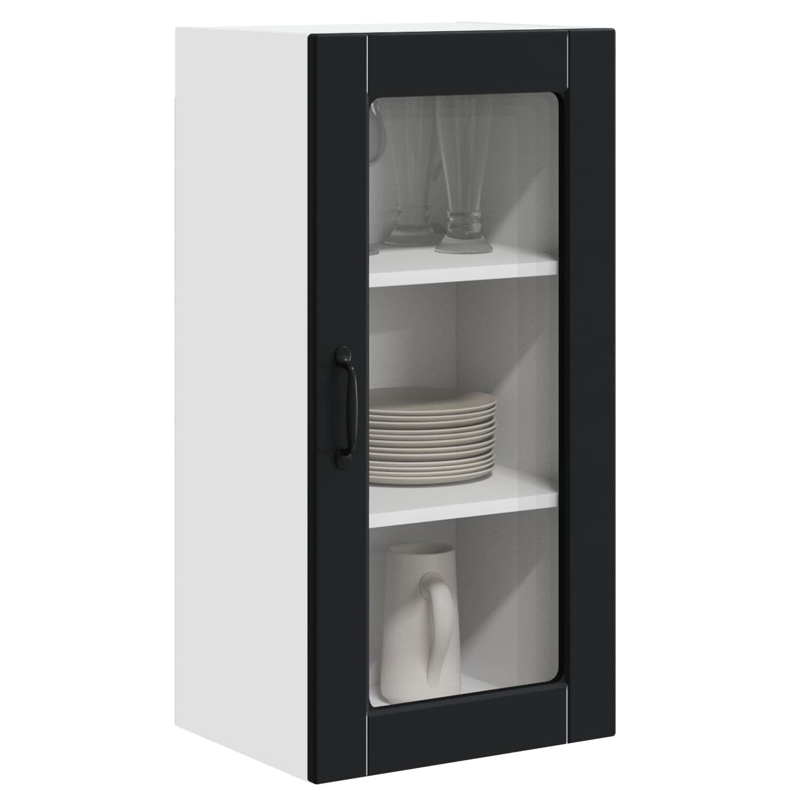 Wall Glass Cabinet LUCCA Black 40 x 31 x 80 cm Engineered Wood