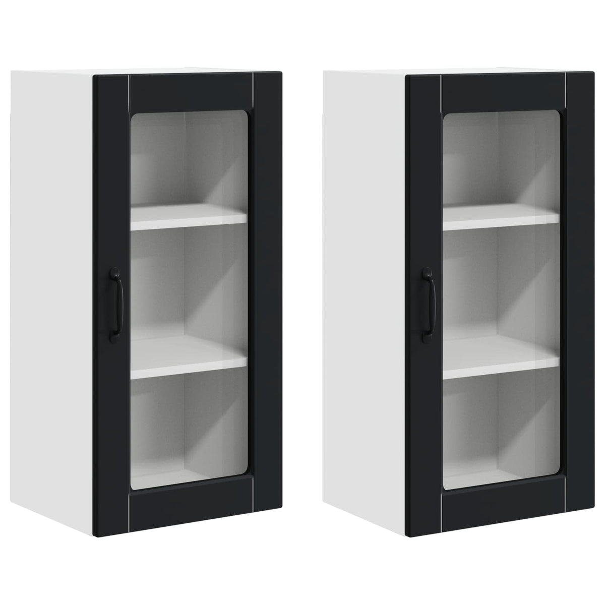 Wall Glass Cabinet LUCCA 2 pcs Black 40 x 31 x 80 cm