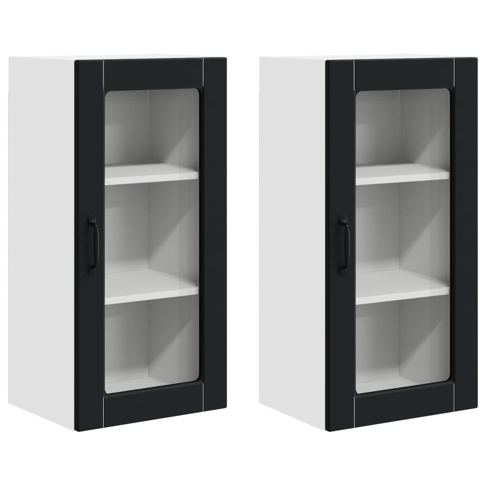 Wall Glass Cabinet LUCCA 2 pcs Black 40 x 31 x 80 cm