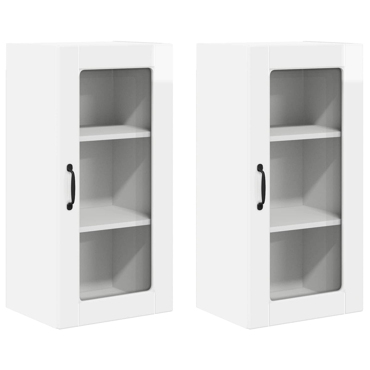 Wall Glass Cabinet LUCCA 2 pcs High Gloss White 40 x 31 x 80 cm