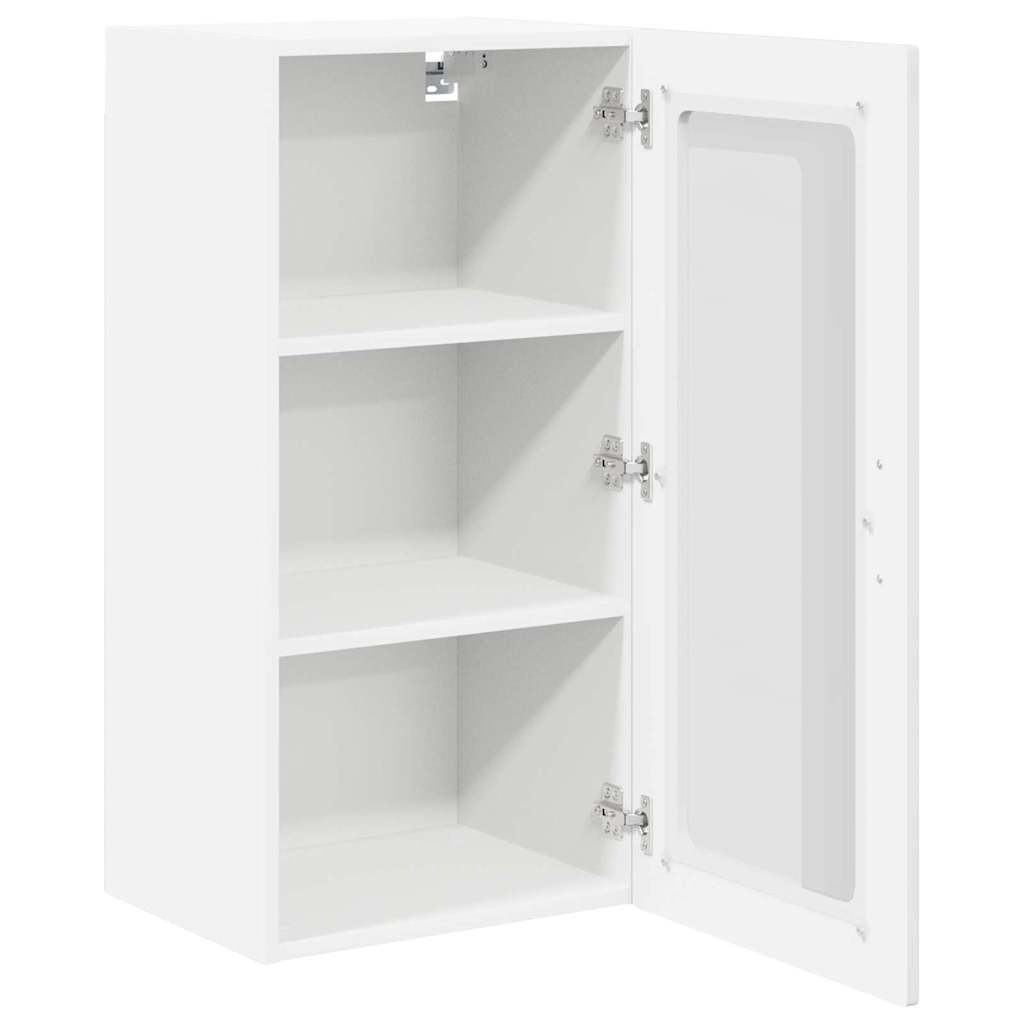 Wall Glass Cabinet LUCCA 2 pcs High Gloss White 40 x 31 x 80 cm