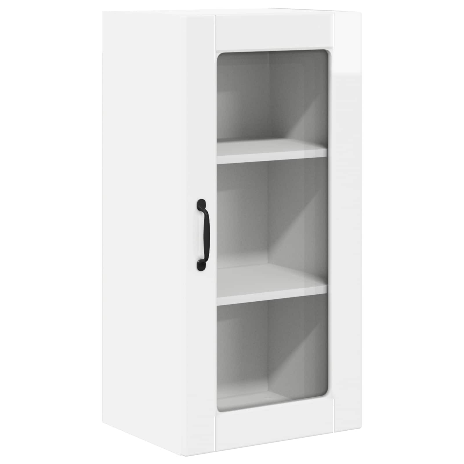Wall Glass Cabinet LUCCA 2 pcs High Gloss White 40 x 31 x 80 cm