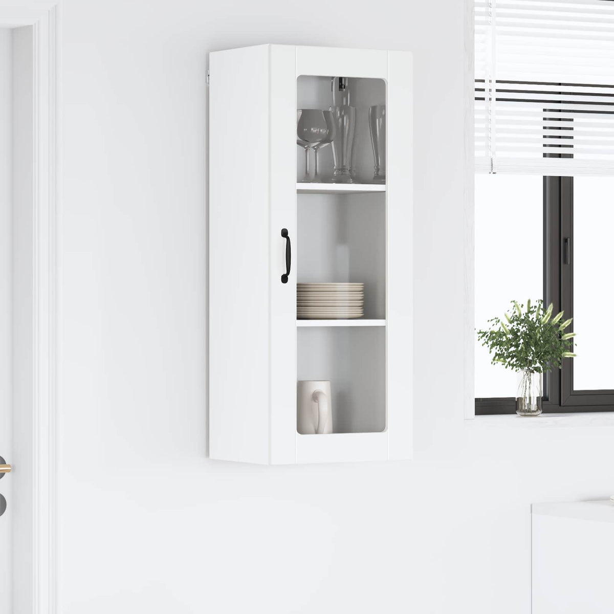 Wall Glass Cabinet LUCCA White 40 x 31 x 100 cm Engineered Wood