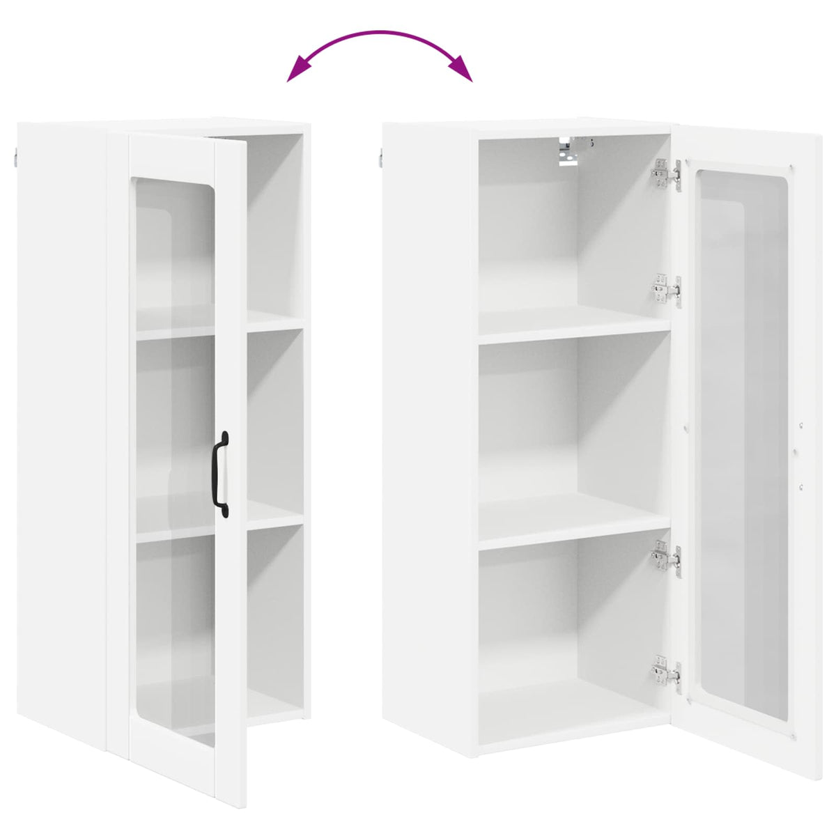 Wall Glass Cabinet LUCCA White 40 x 31 x 100 cm Engineered Wood
