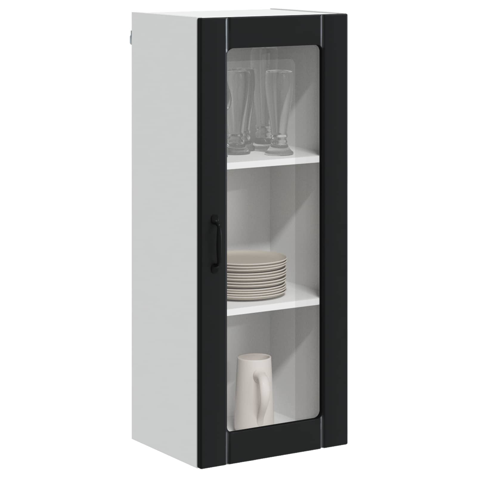 Wall Glass Cabinet LUCCA Black 40 x 31 x 100 cm Engineered Wood