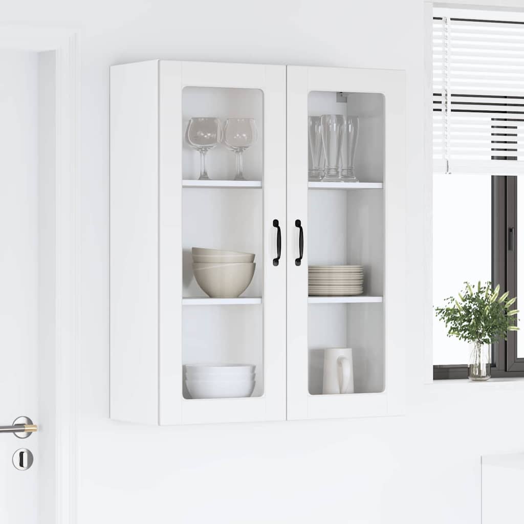 Wall Glass Cabinet LUCCA White 80 x 31 x 100 cm Engineered Wood