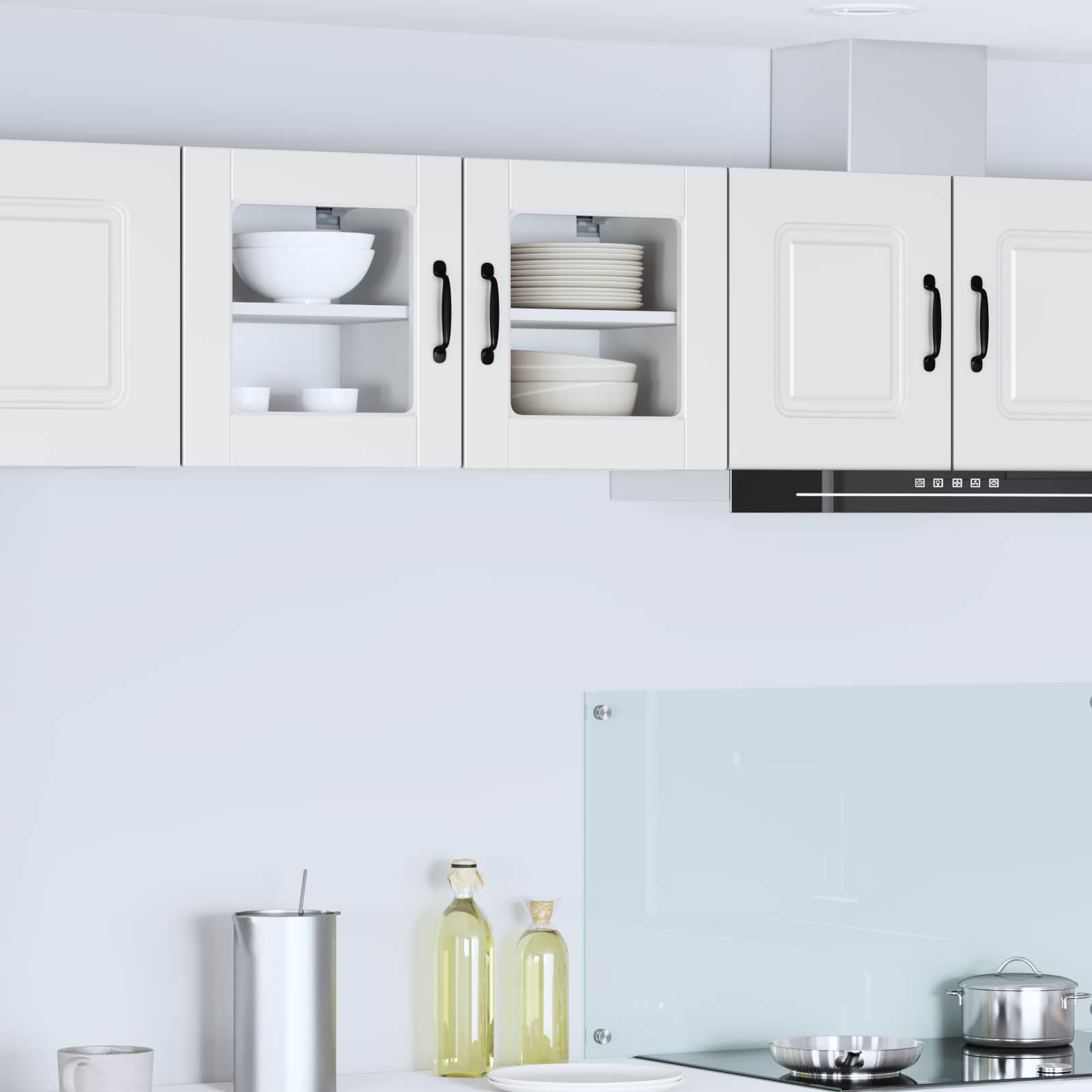 Wall Glass Cabinet PORTO 2 pcs White 40 x 31 x 40 cm