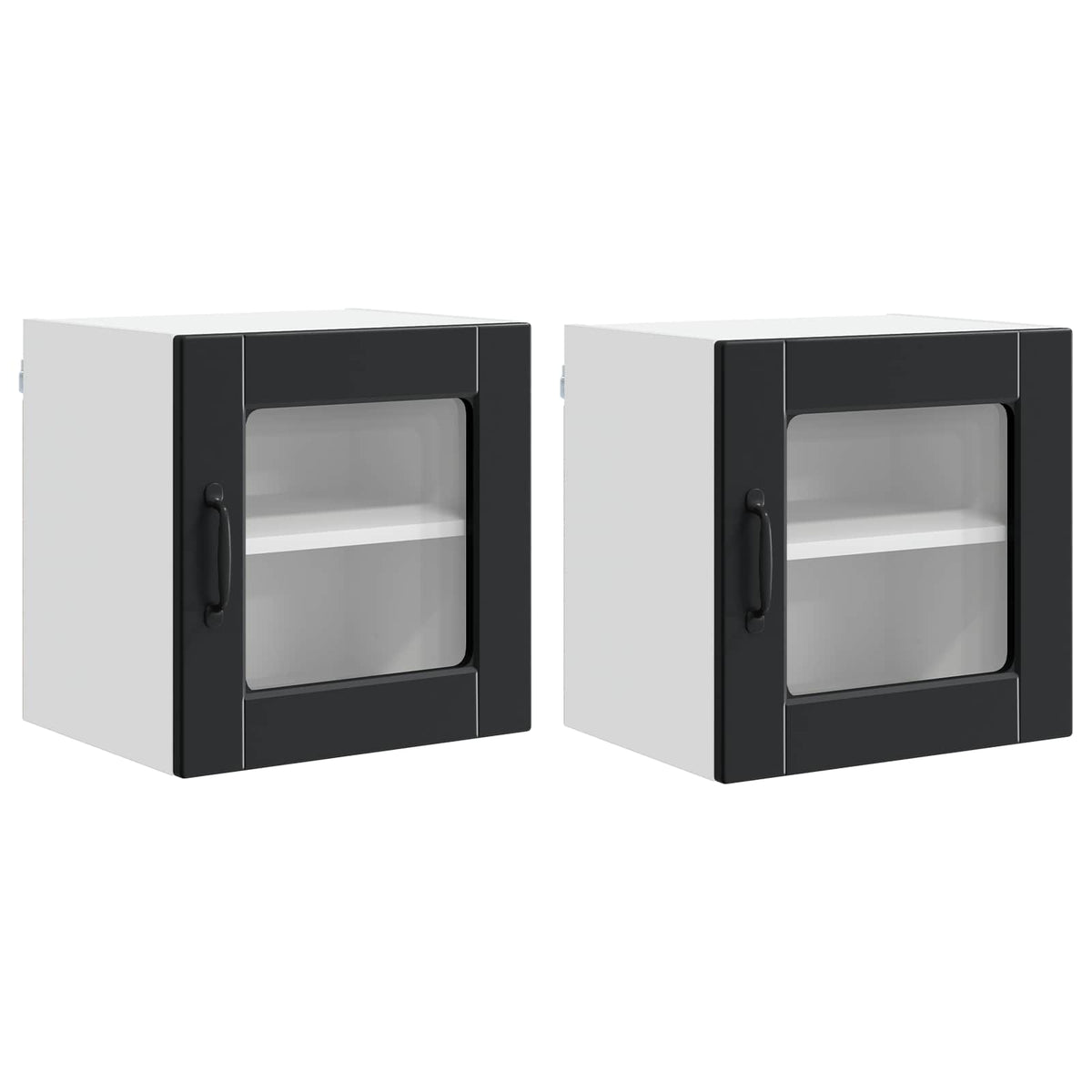 Wall Glass Cabinet PORTO 2 pcs Black 40 x 31 x 40 cm