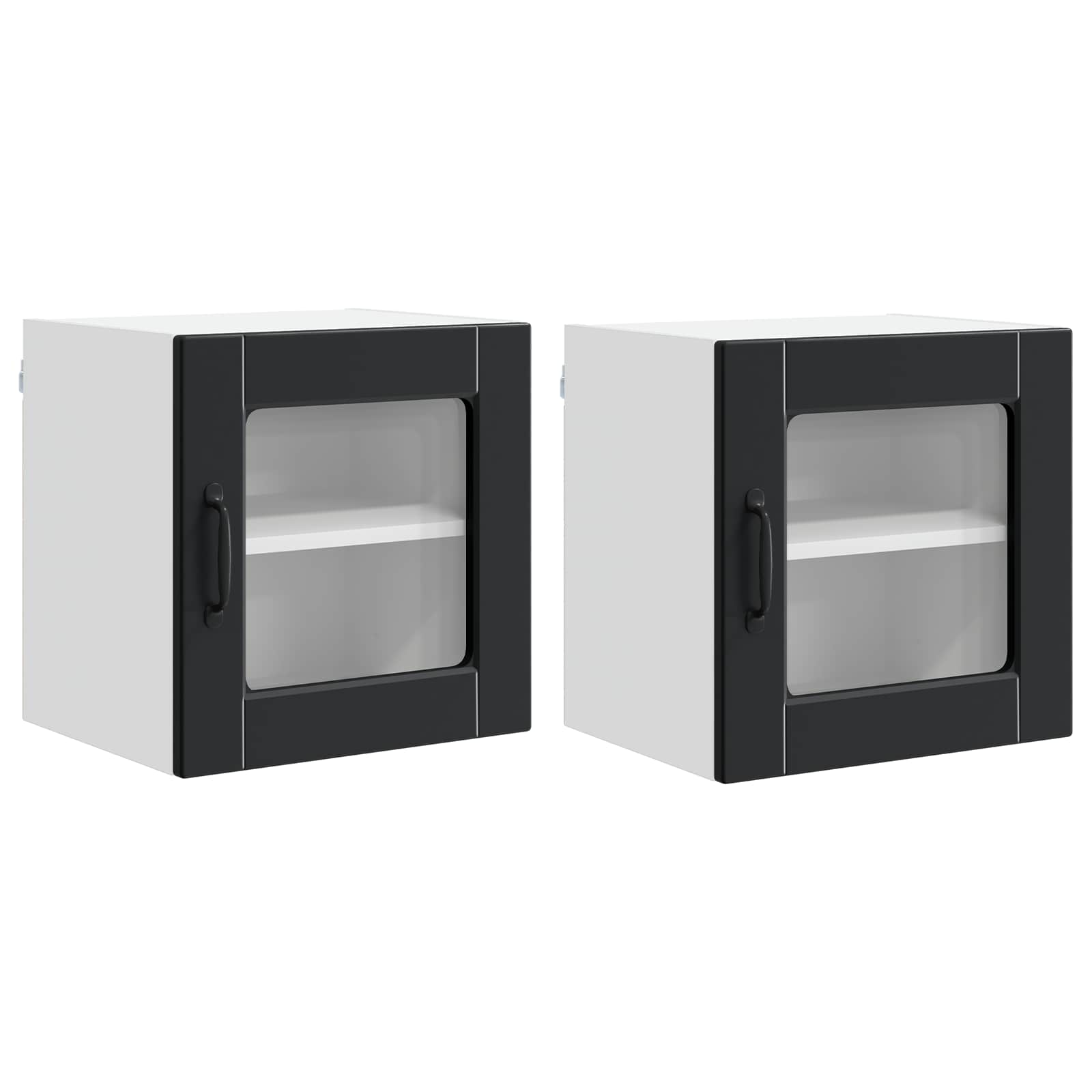 Wall Glass Cabinet PORTO 2 pcs Black 40 x 31 x 40 cm