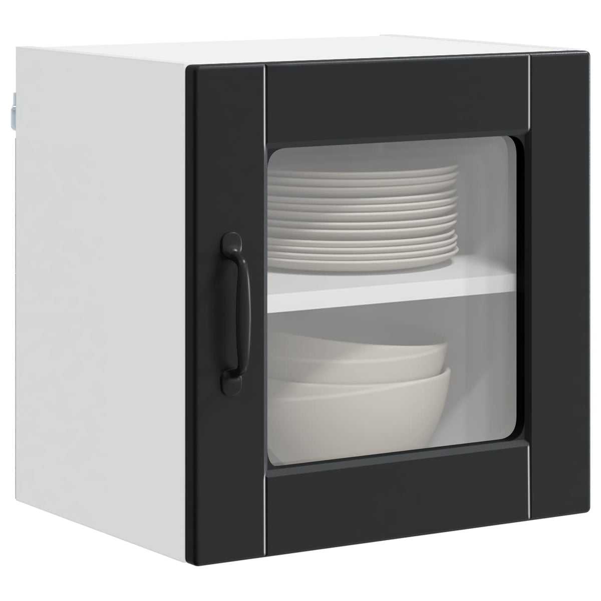 Wall Glass Cabinet PORTO 2 pcs Black 40 x 31 x 40 cm