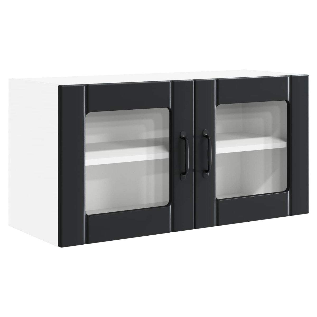 Wall Glass Cabinet PORTO Black 80 x 31 x 40 cm Engineered Wood
