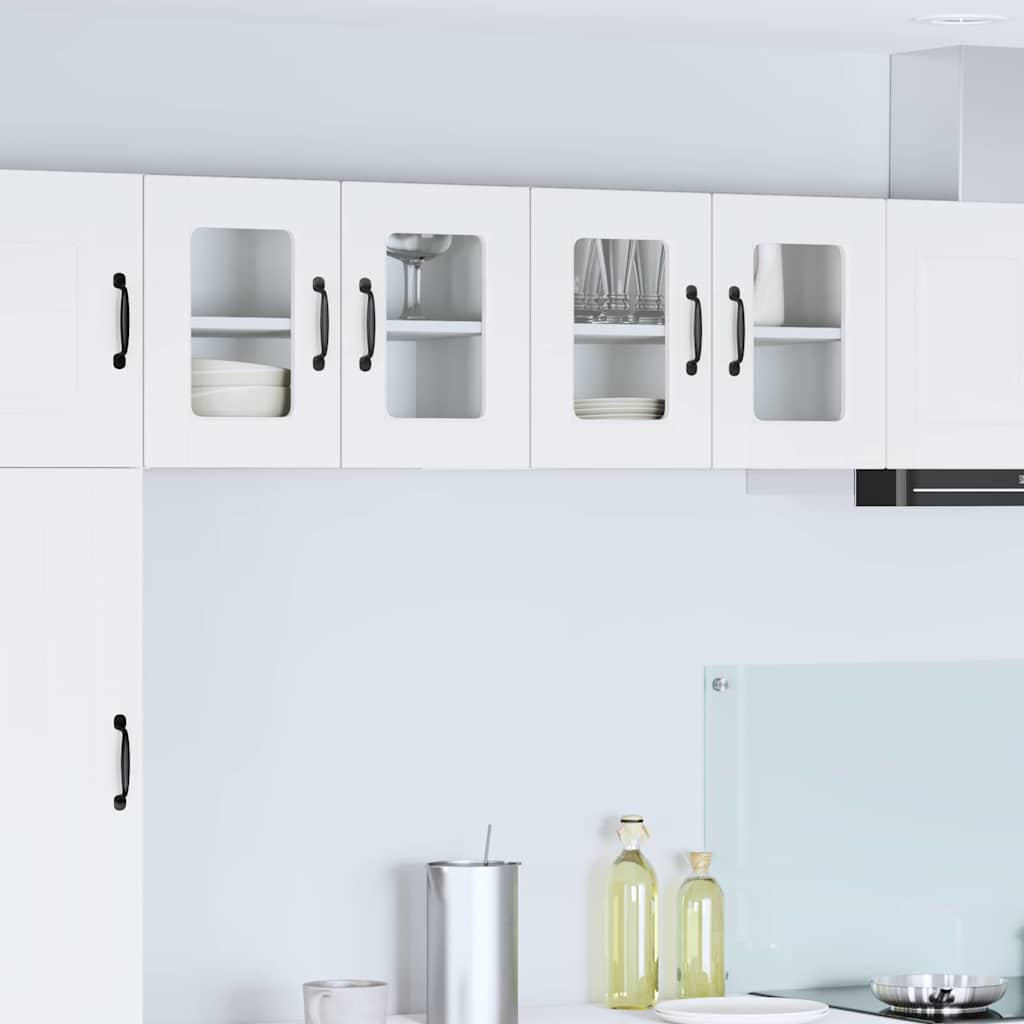 Wall Glass Cabinet PORTO 2 pcs White 60 x 31 x 40 cm