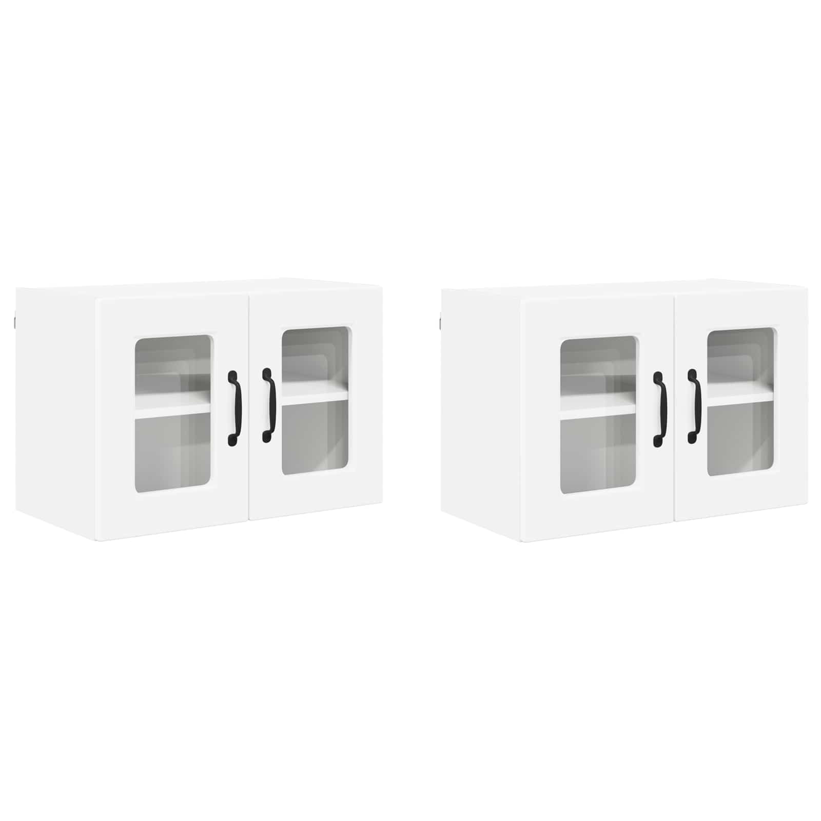 Wall Glass Cabinet PORTO 2 pcs White 60 x 31 x 40 cm