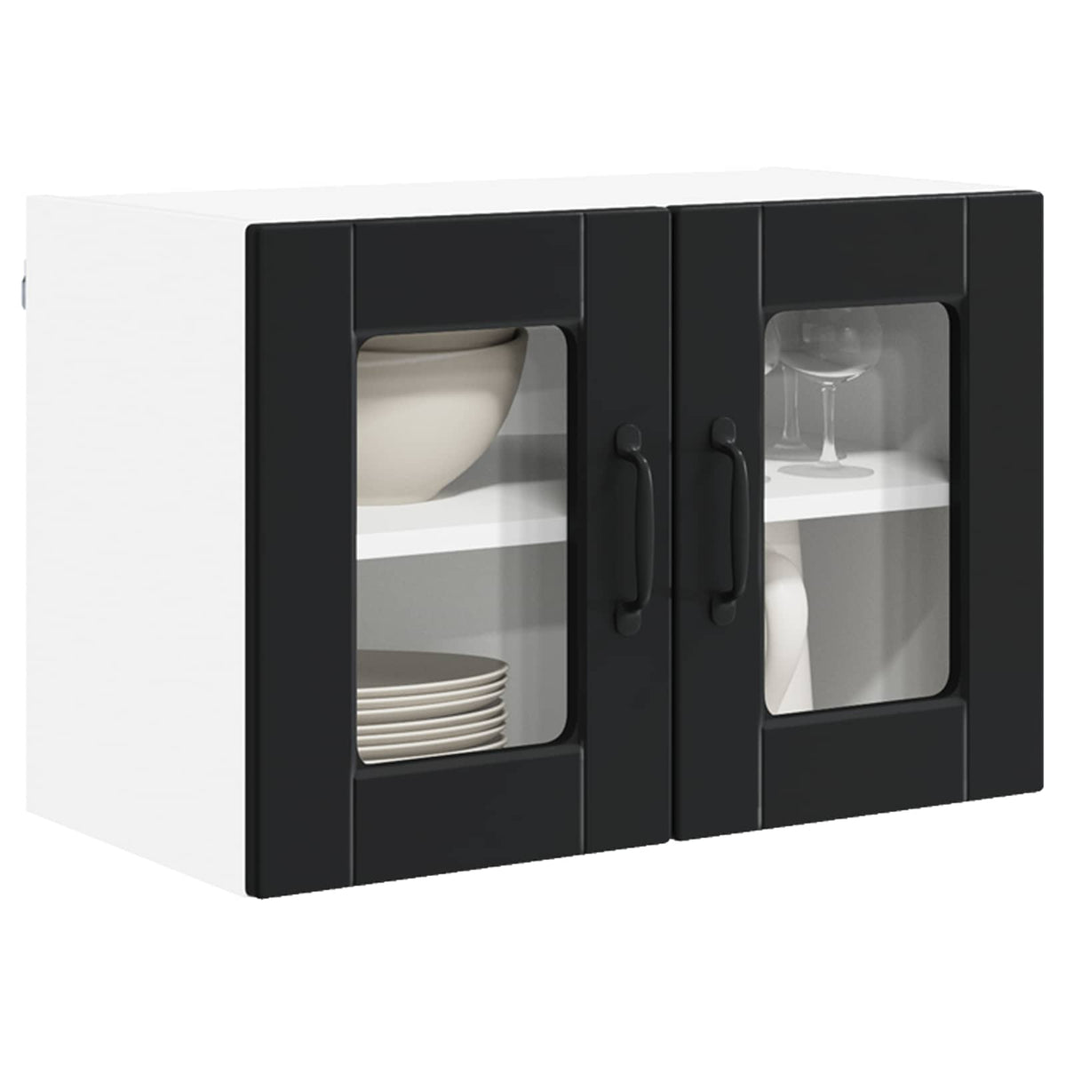 Wall Glass Cabinet PORTO Black 60 x 31 x 40 cm Engineered Wood