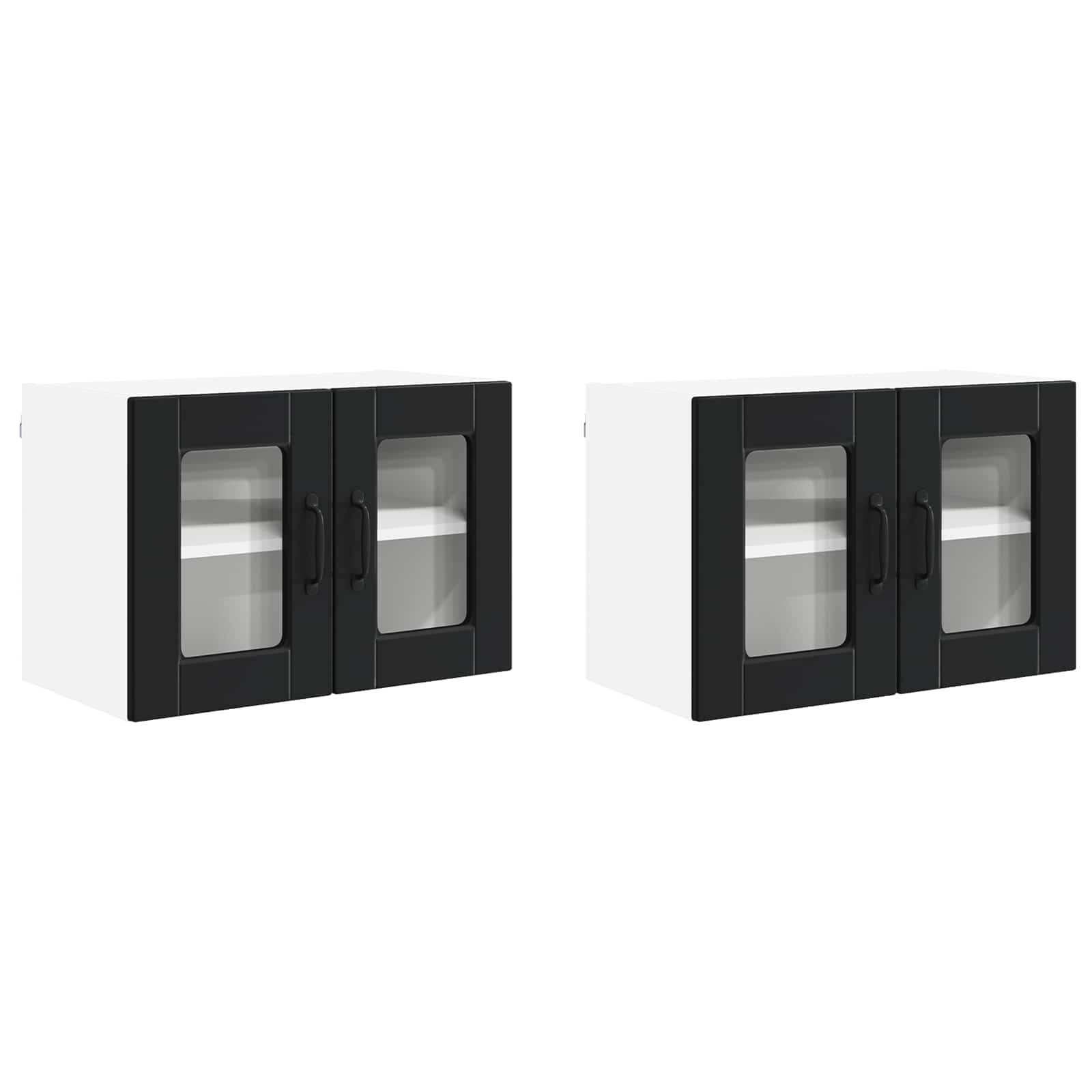 Wall Glass Cabinet PORTO 2 pcs Black 60 x 31 x 40 cm