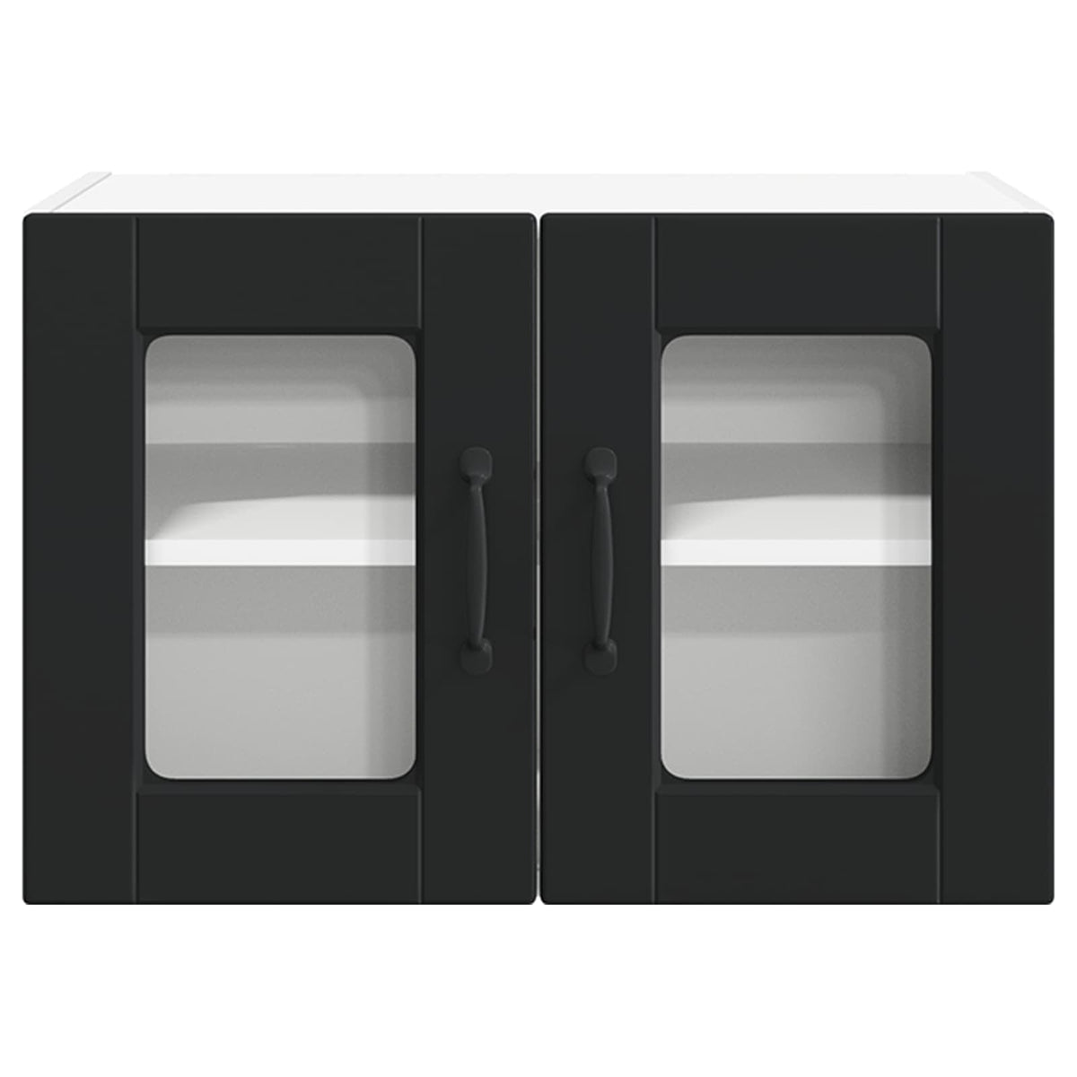 Wall Glass Cabinet PORTO 2 pcs Black 60 x 31 x 40 cm