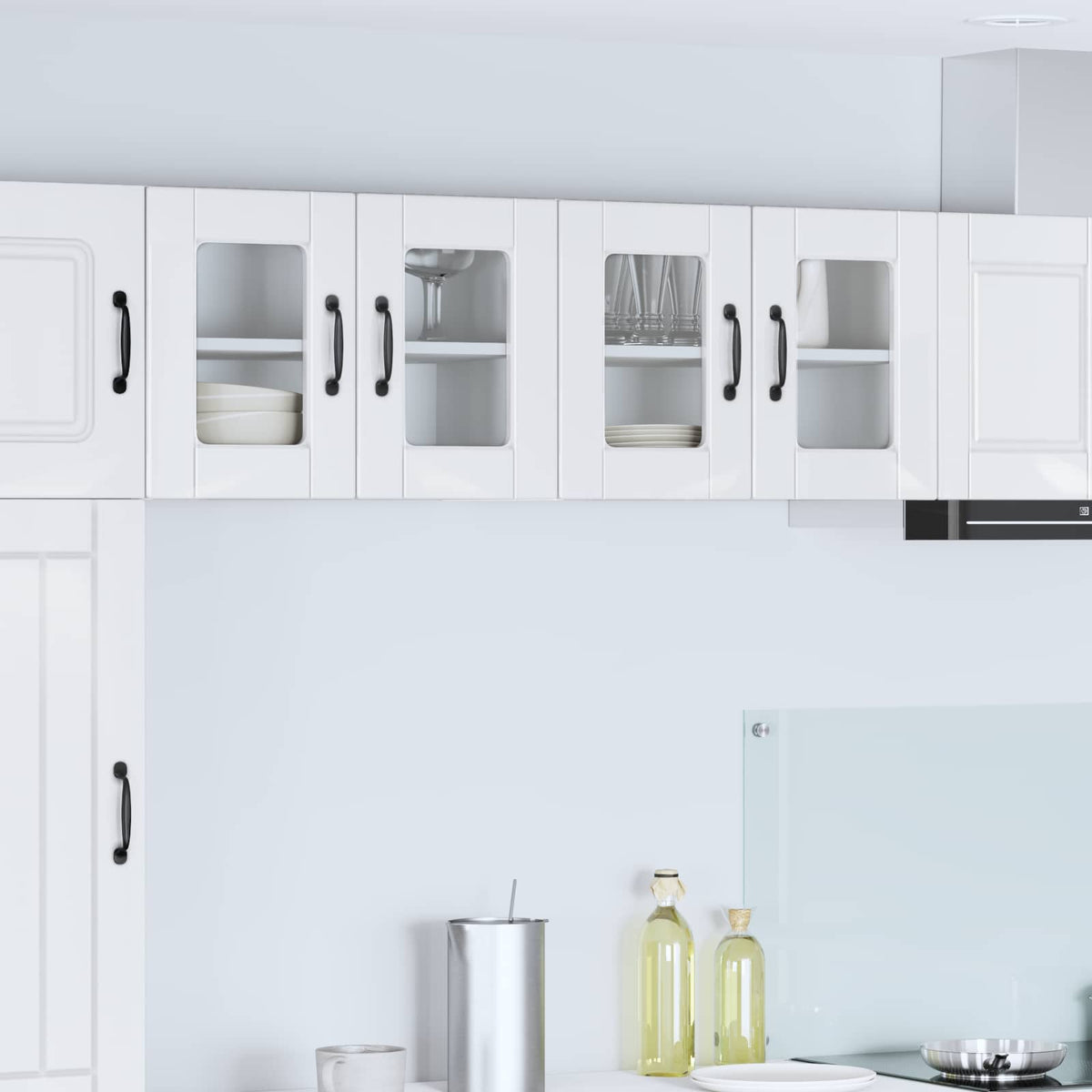 Wall Glass Cabinet PORTO High Gloss White 60 x 31 x 40 cm