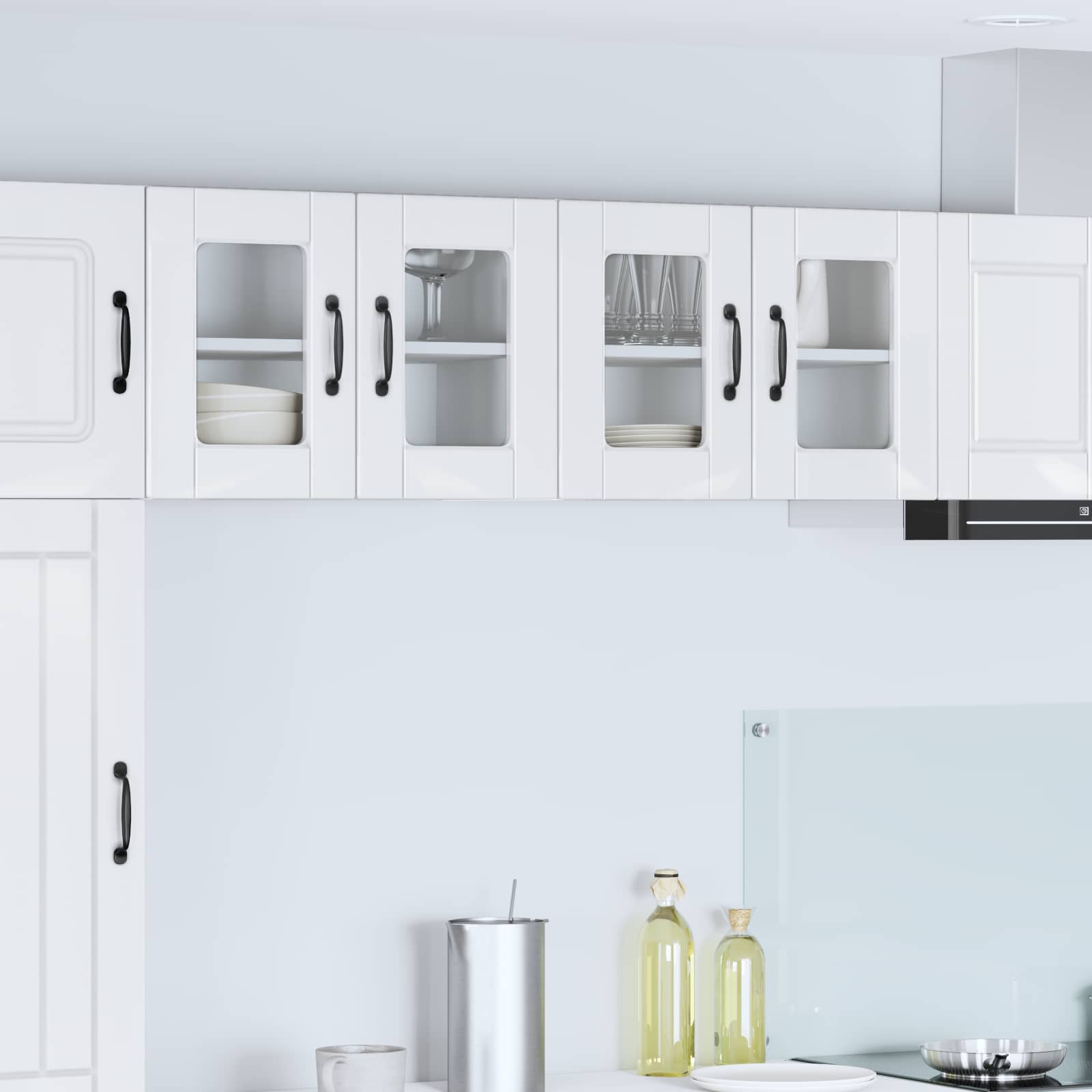 Wall Glass Cabinet PORTO High Gloss White 60 x 31 x 40 cm