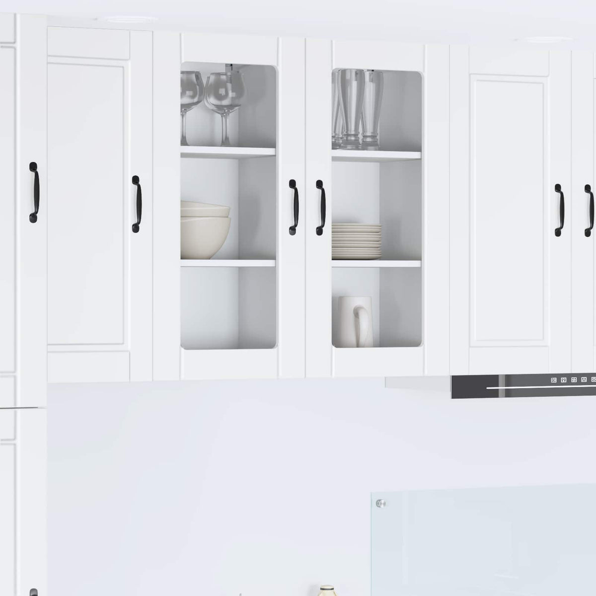 Wall Glass Cabinet PORTO White 40 x 31 x 80 cm Engineered Wood