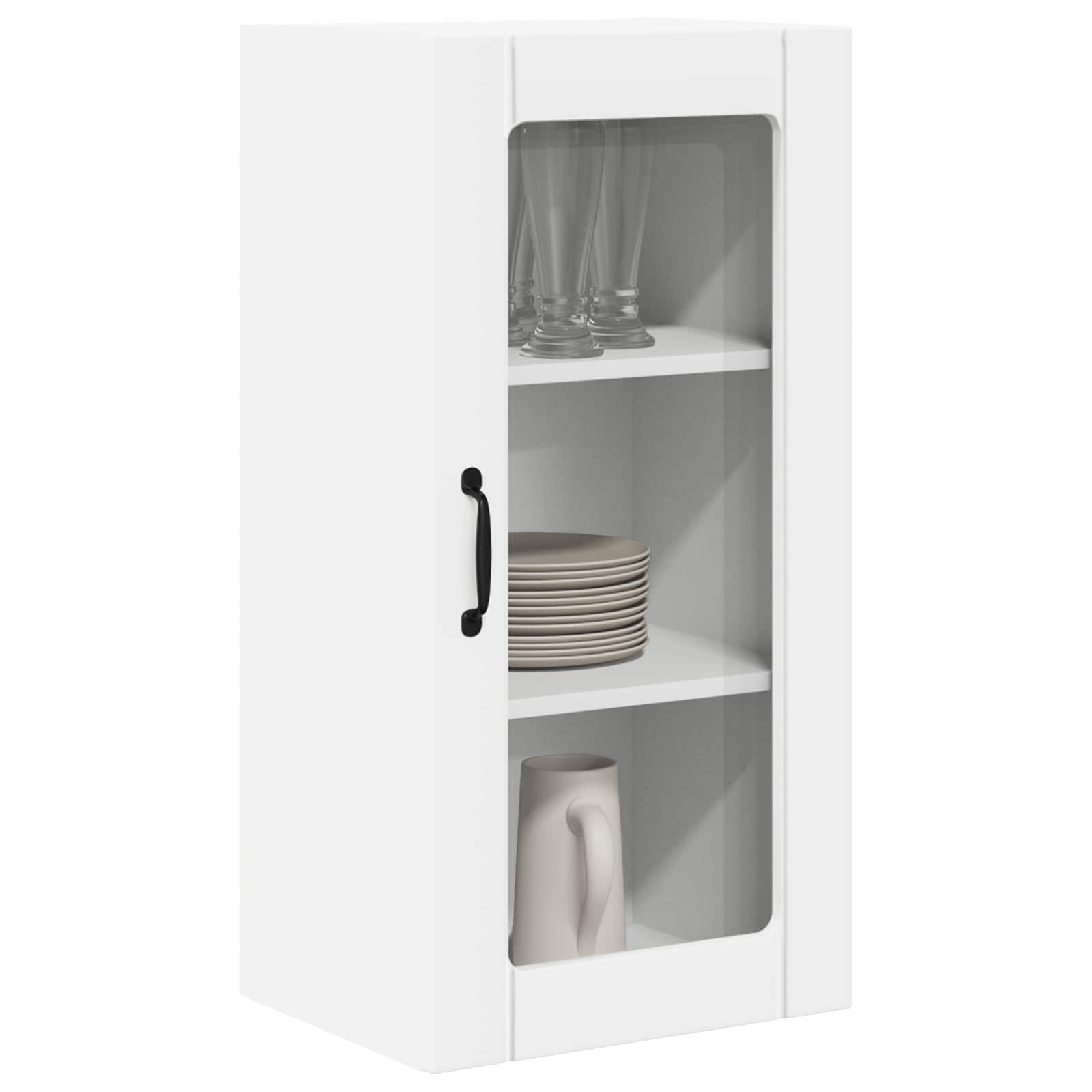 Wall Glass Cabinet PORTO 2 pcs White 40 x 31 x 80 cm