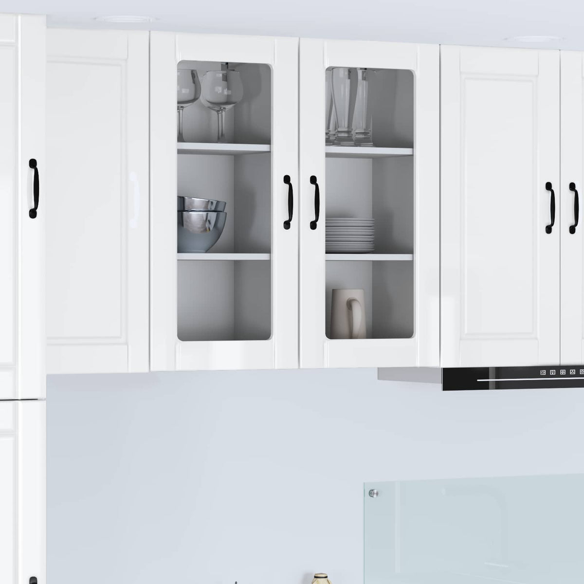 Wall Glass Cabinet PORTO High Gloss White 40 x 31 x 80 cm