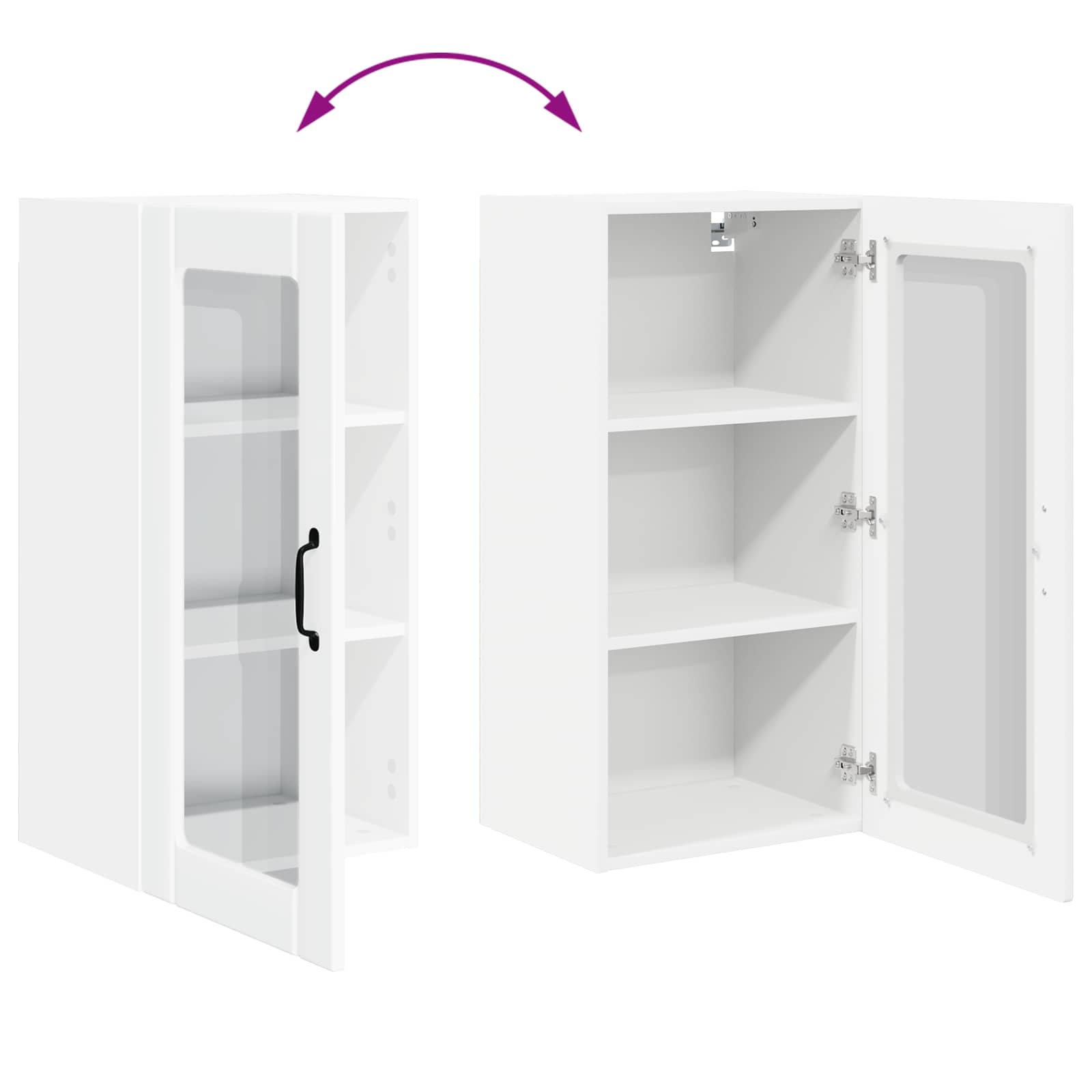 Wall Glass Cabinet PORTO High Gloss White 40 x 31 x 80 cm