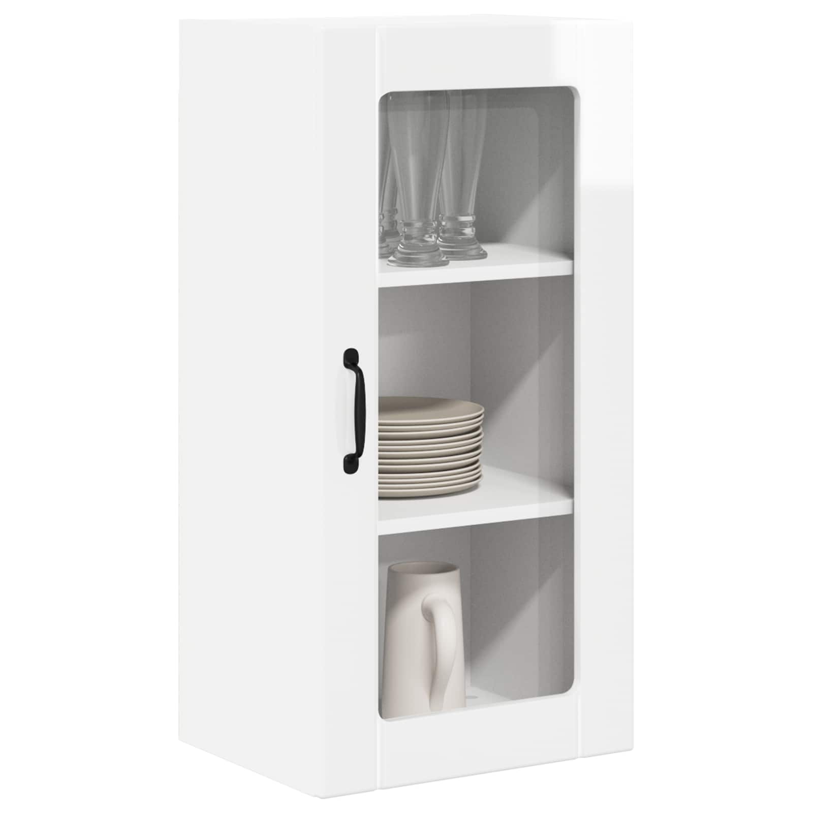 Wall Glass Cabinet PORTO High Gloss White 40 x 31 x 80 cm