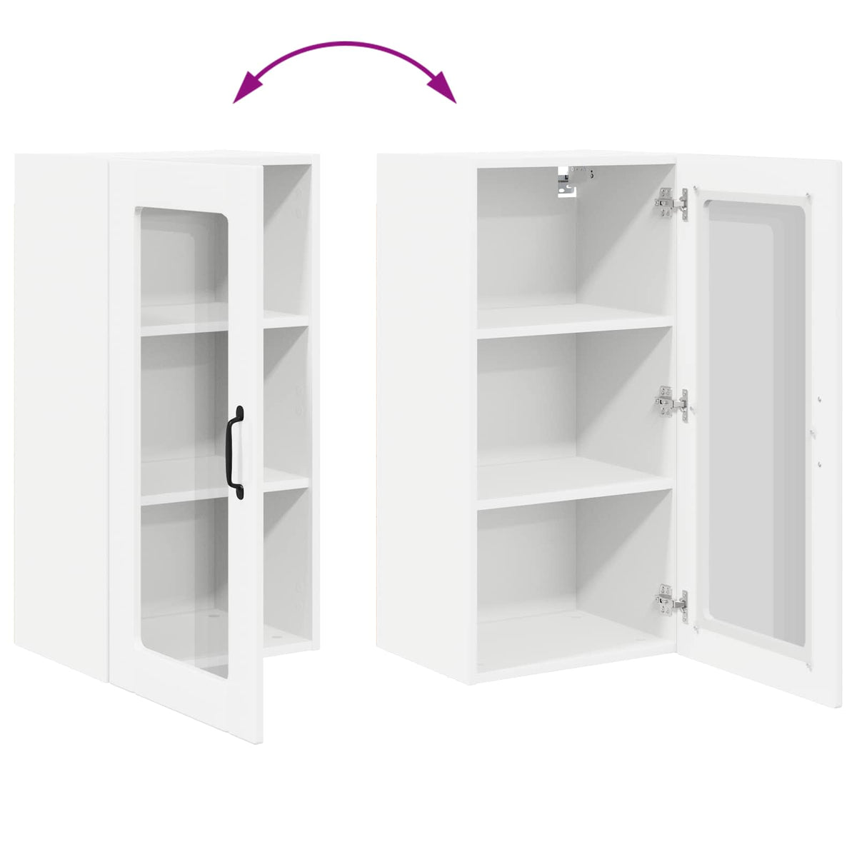 Wall Glass Cabinet PORTO 2 pcs High Gloss White 40 x 31 x 80 cm