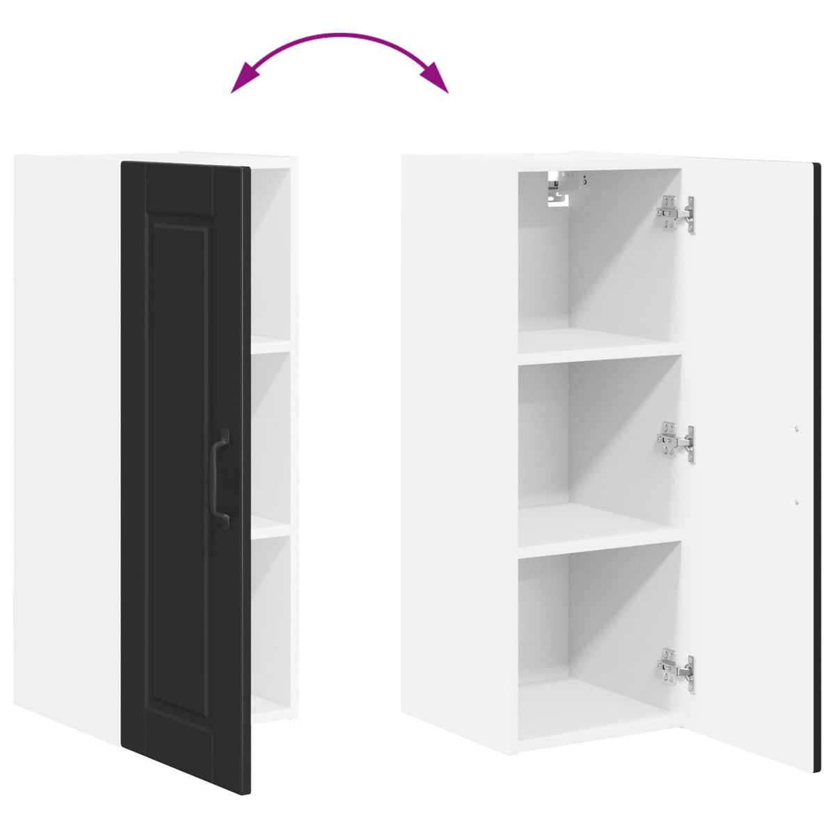 Wall Cabinet PORTO Black 30 x 31 x 80 cm Engineered Wood