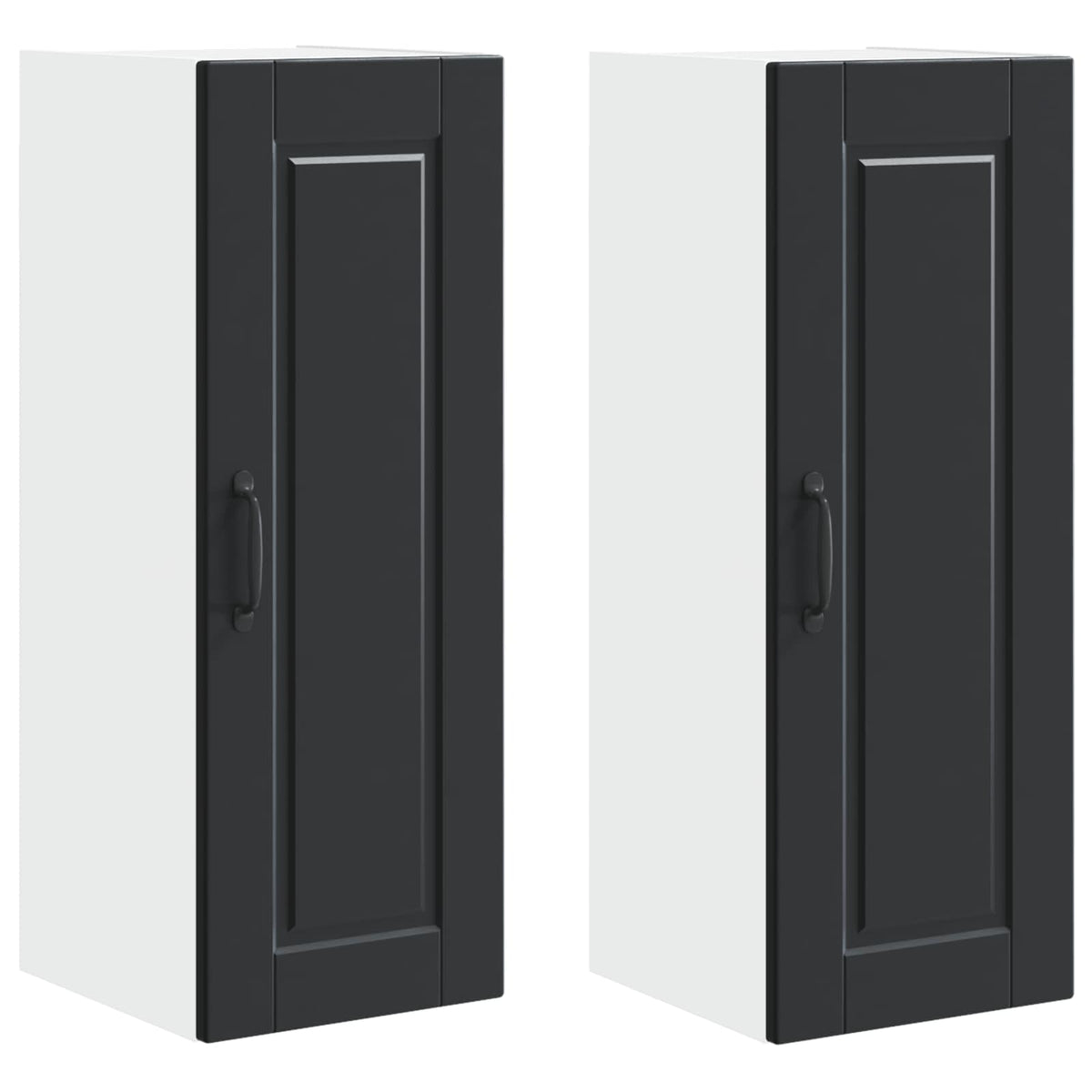 Wall Cabinet PORTO 2 pcs Black 30 x 31 x 80 cm Engineered Wood