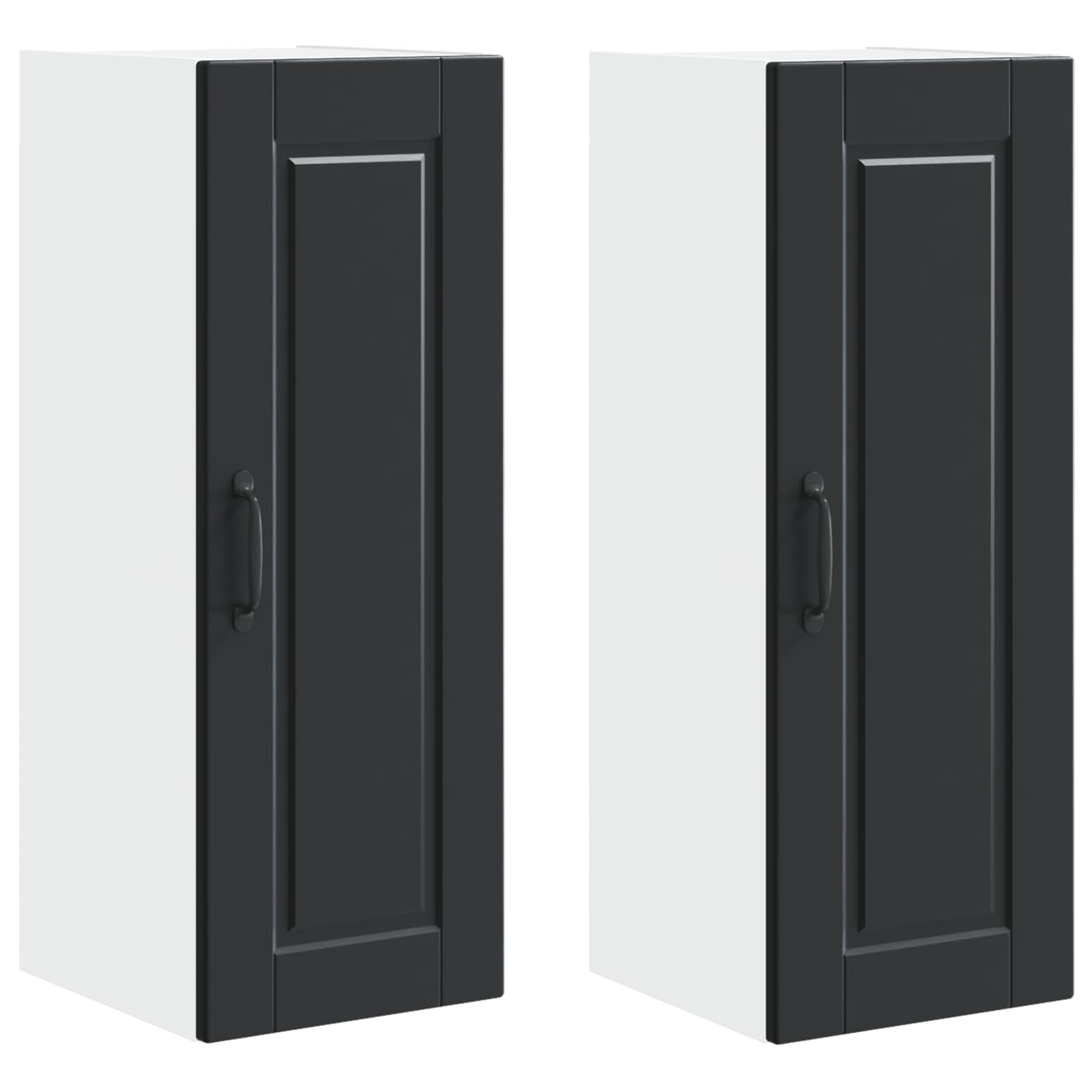 Wall Cabinet PORTO 2 pcs Black 30 x 31 x 80 cm Engineered Wood